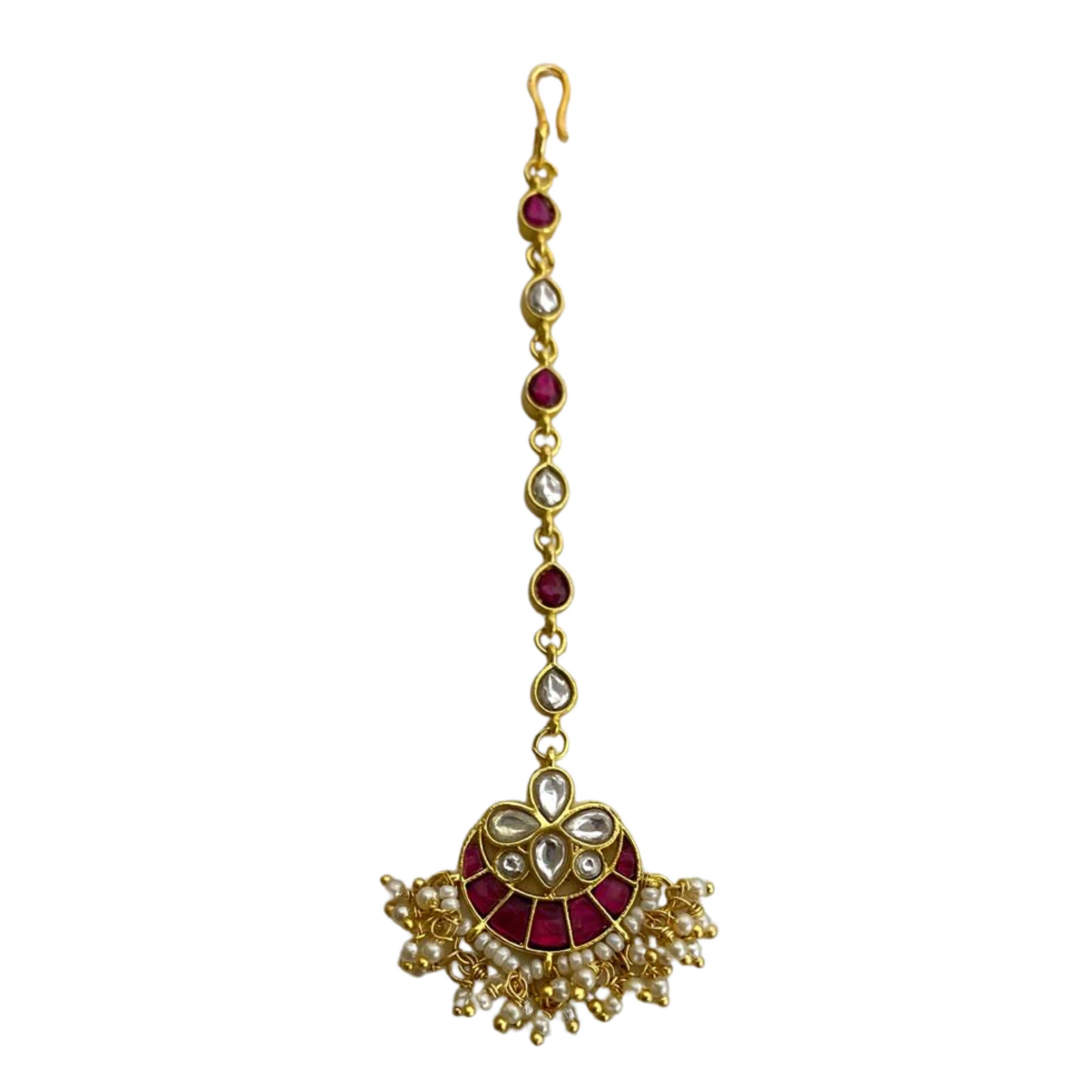 9rock The Crimson Moon Kundan Tika - kundan Jewellery