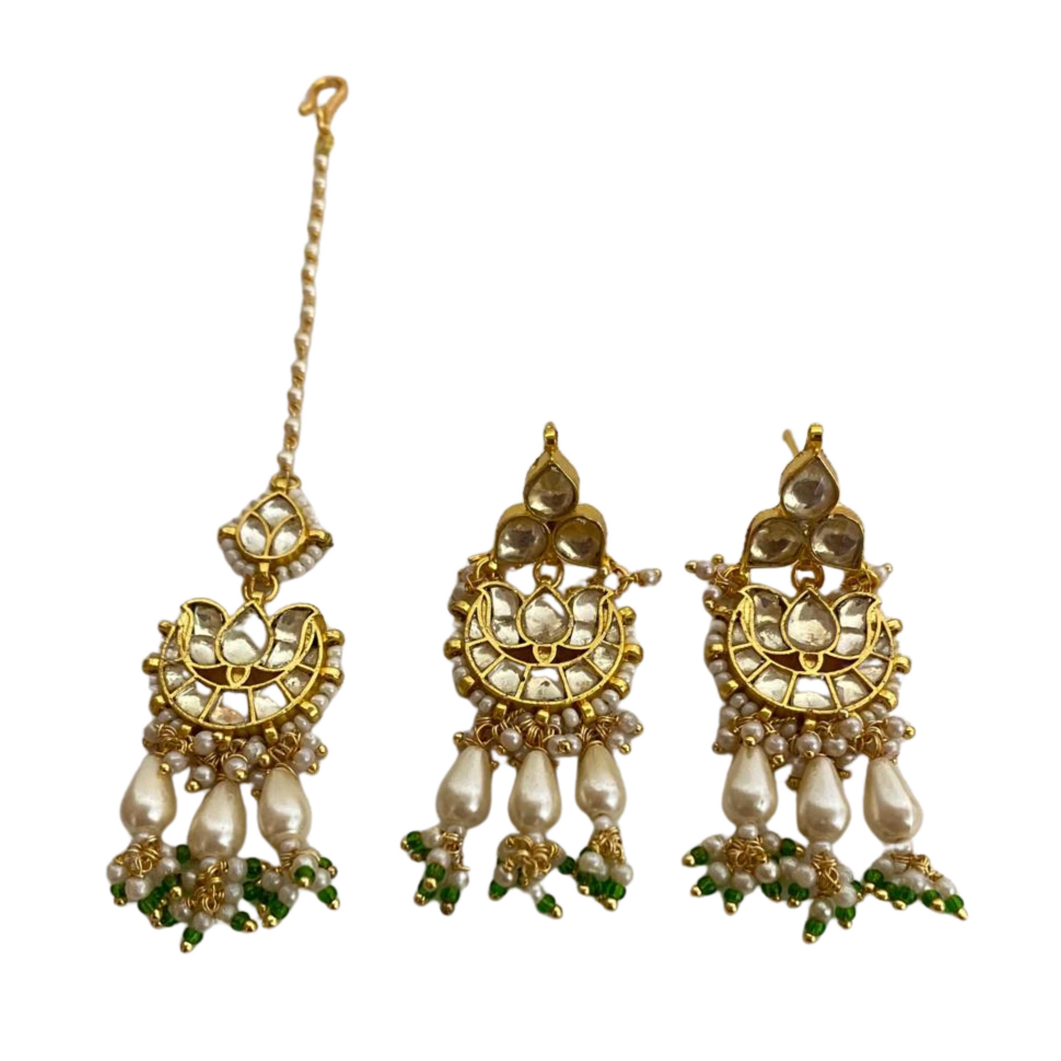 9rock The Celestial Lotus Kundan Tika & Earring Set - kundan Jewellery
