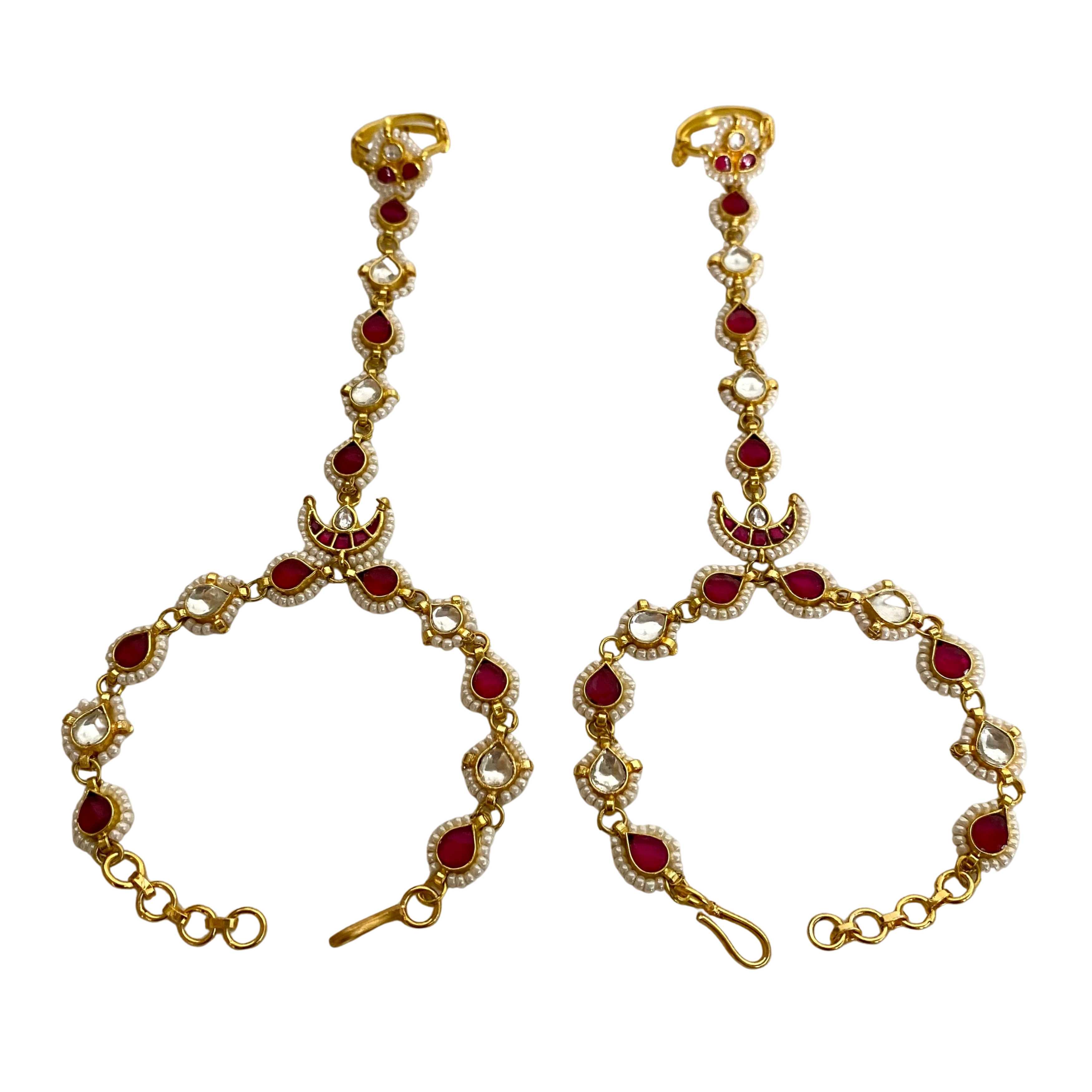 9rock The Ruby Pearl Hathphool - kundan Jewellery