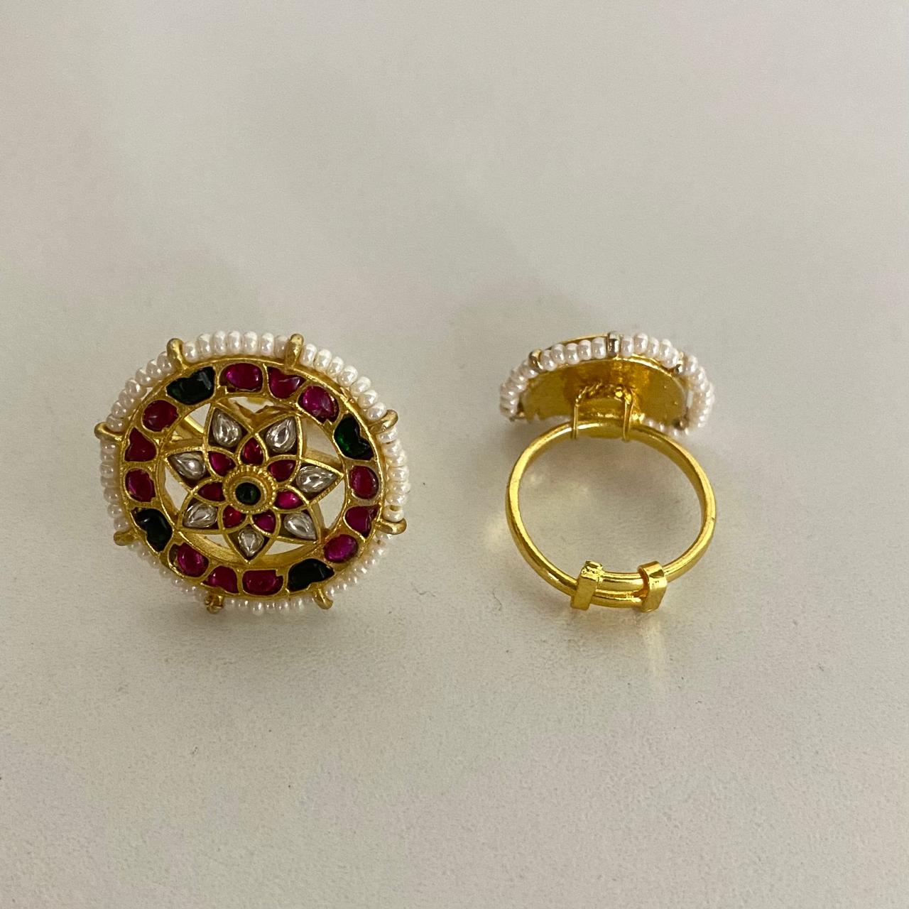 9rock The Radiant Kundan Floral Ring - kundan Jewellery