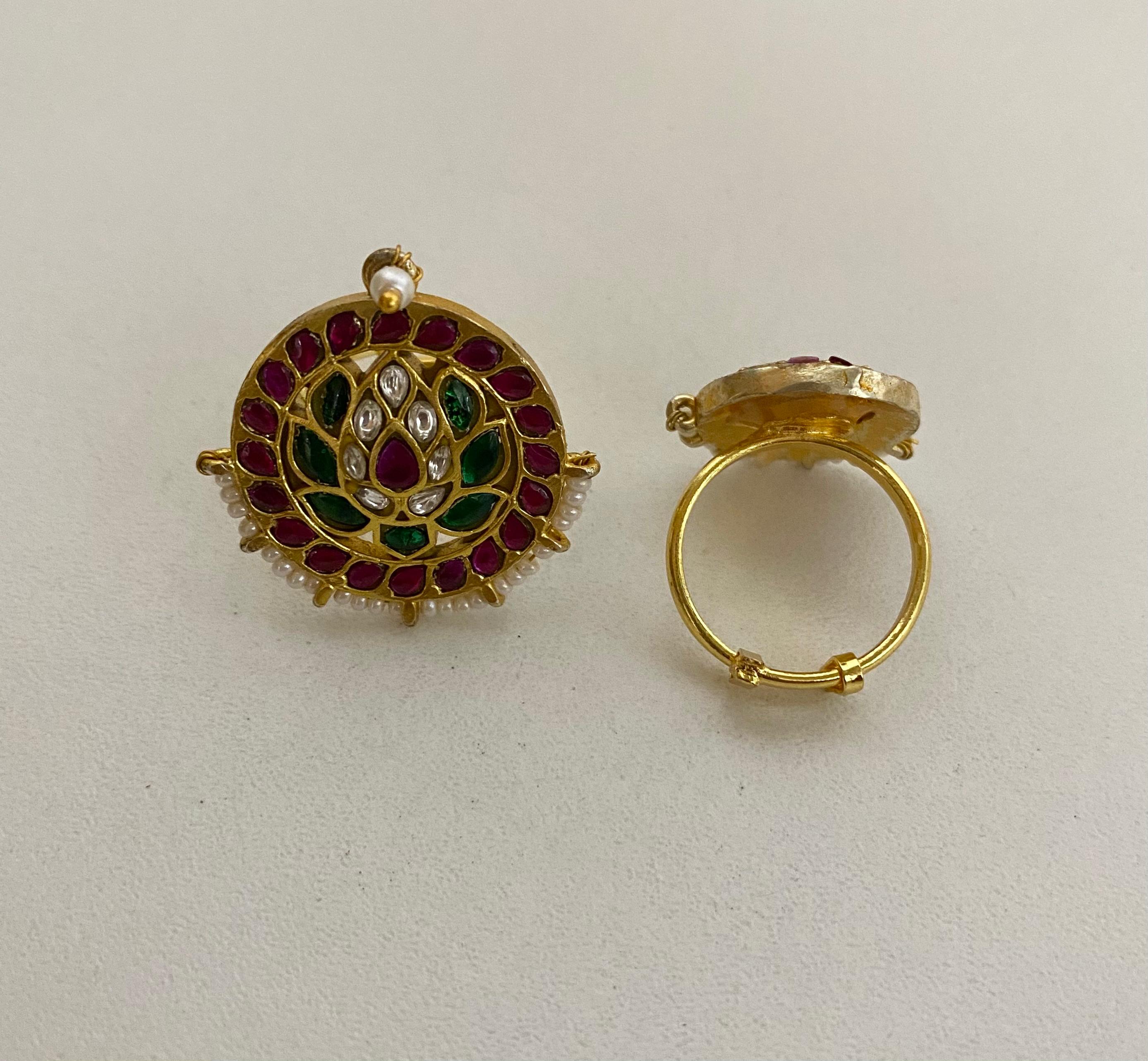 9rock Regal Kundan Bloom Ring - kundan Jewellery