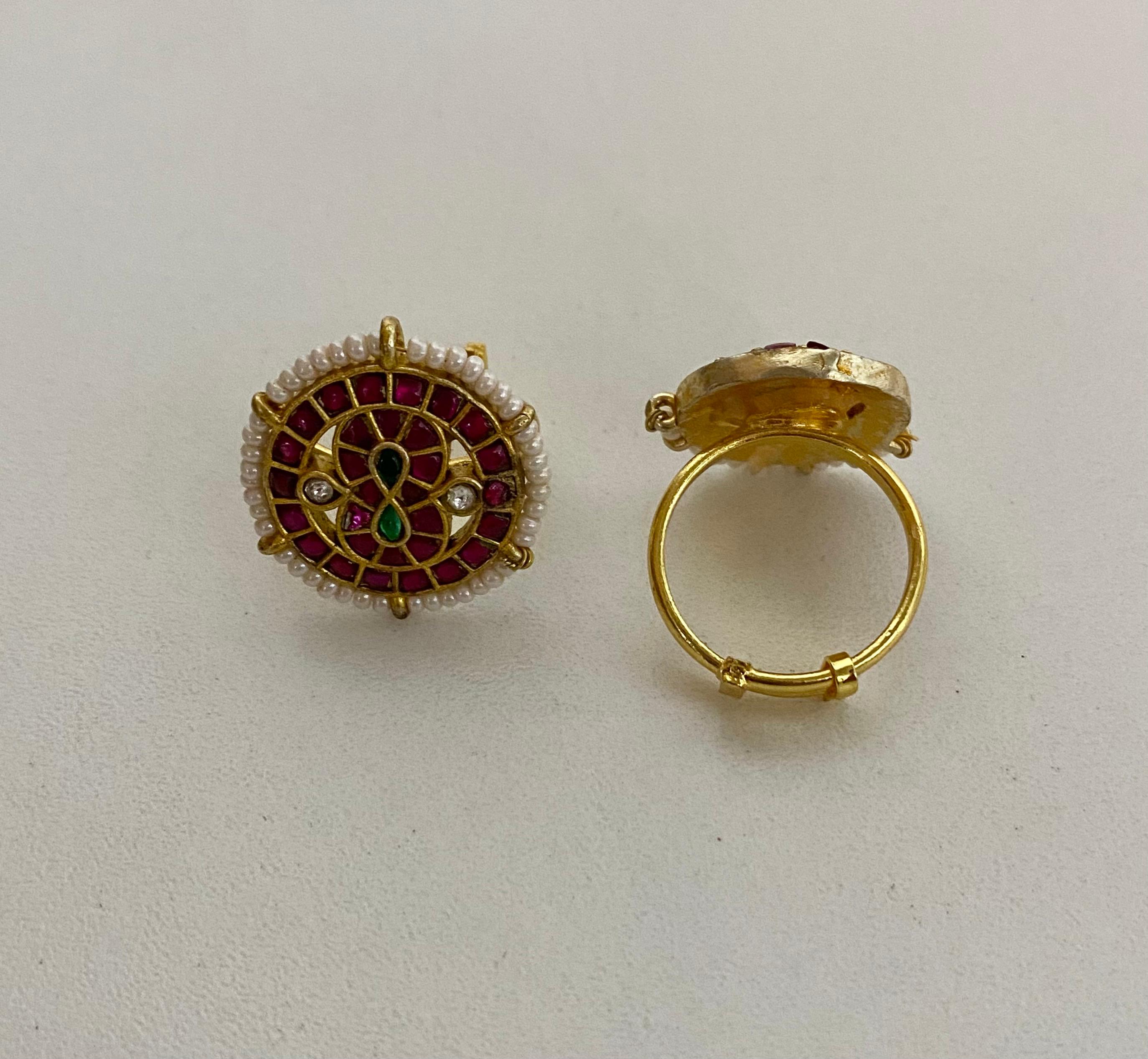 9rock Radiant Kundan Floral Ring - kundan Jewellery