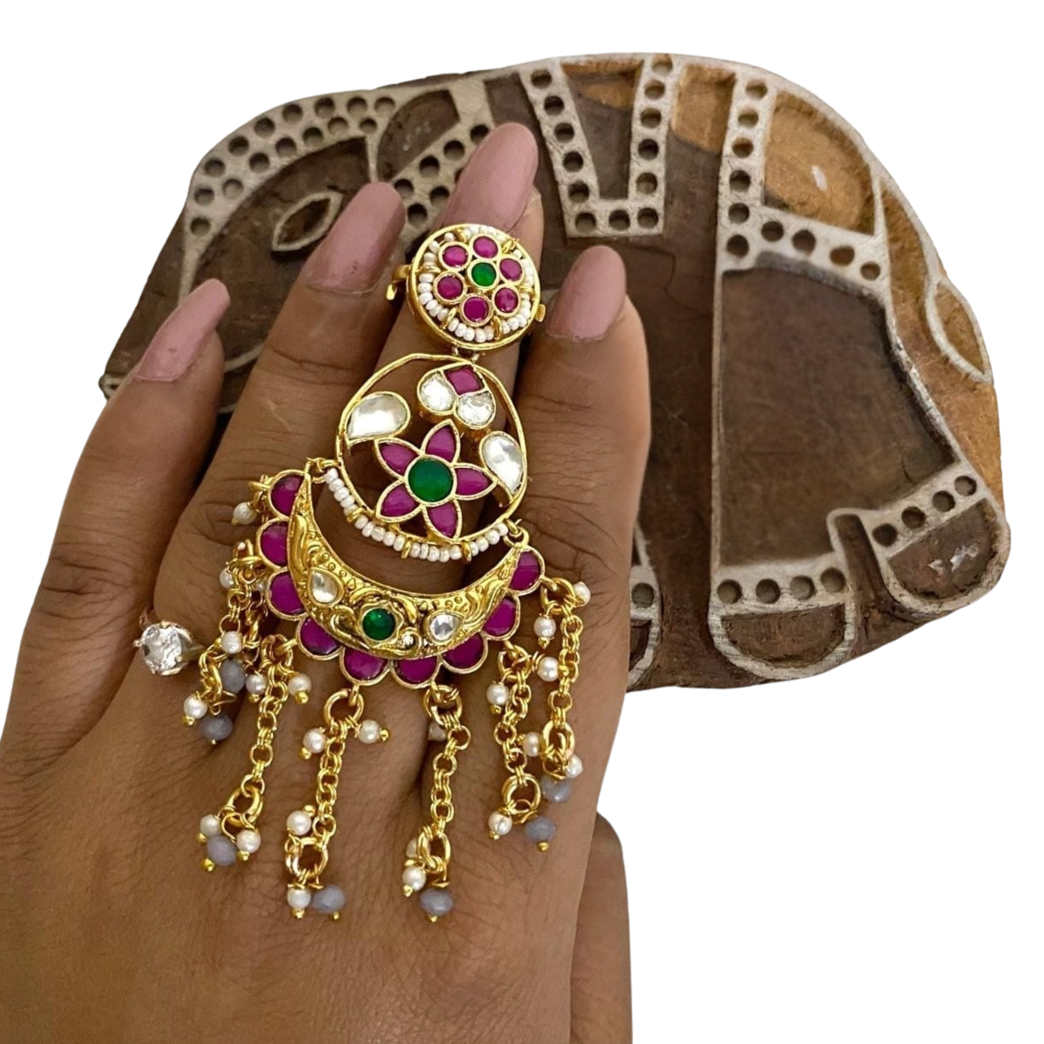 9rock The Ruby Bloom Kundan Ring Set - kundan Jewellery