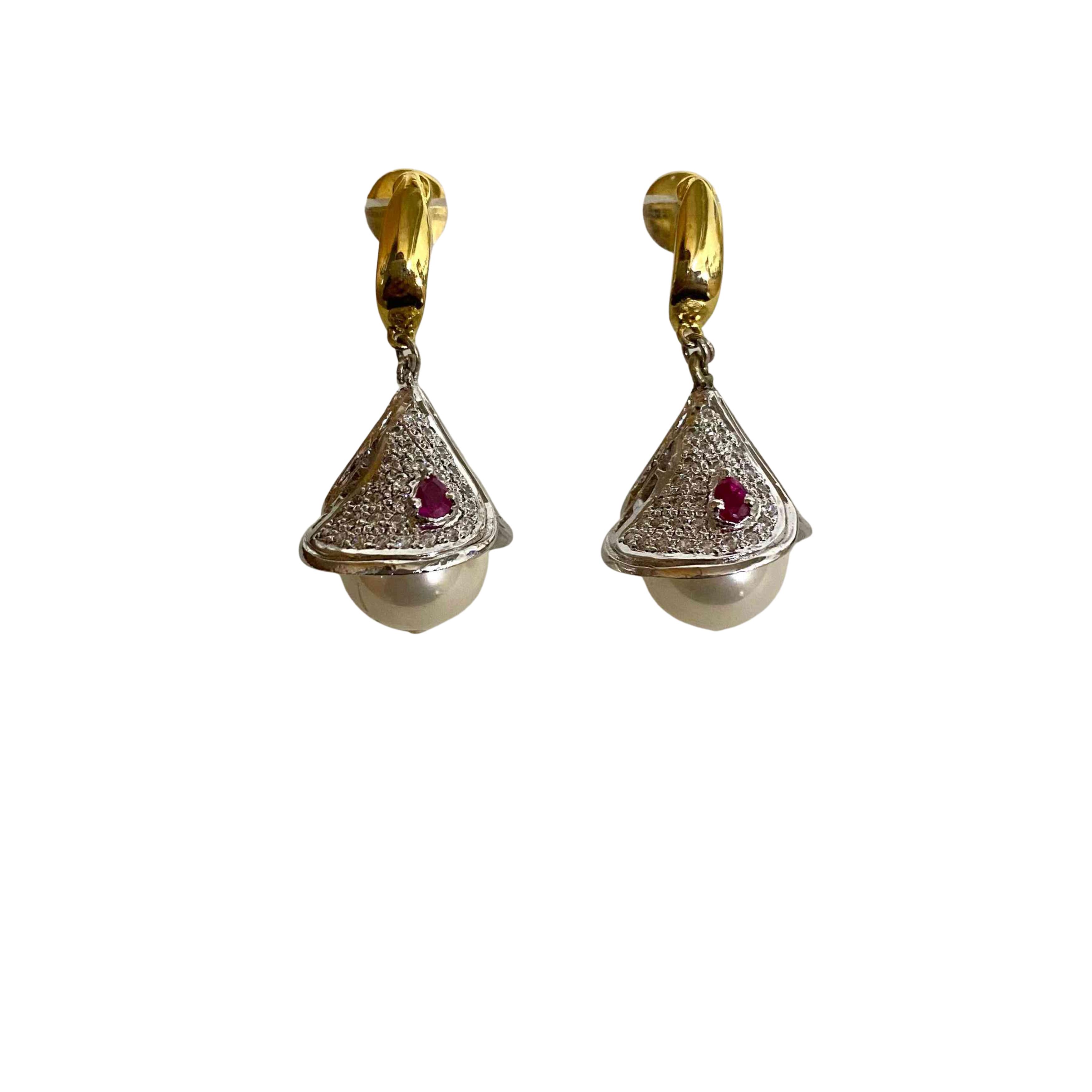 Pure Silver Ruby Pearl Earrings — 9rock
