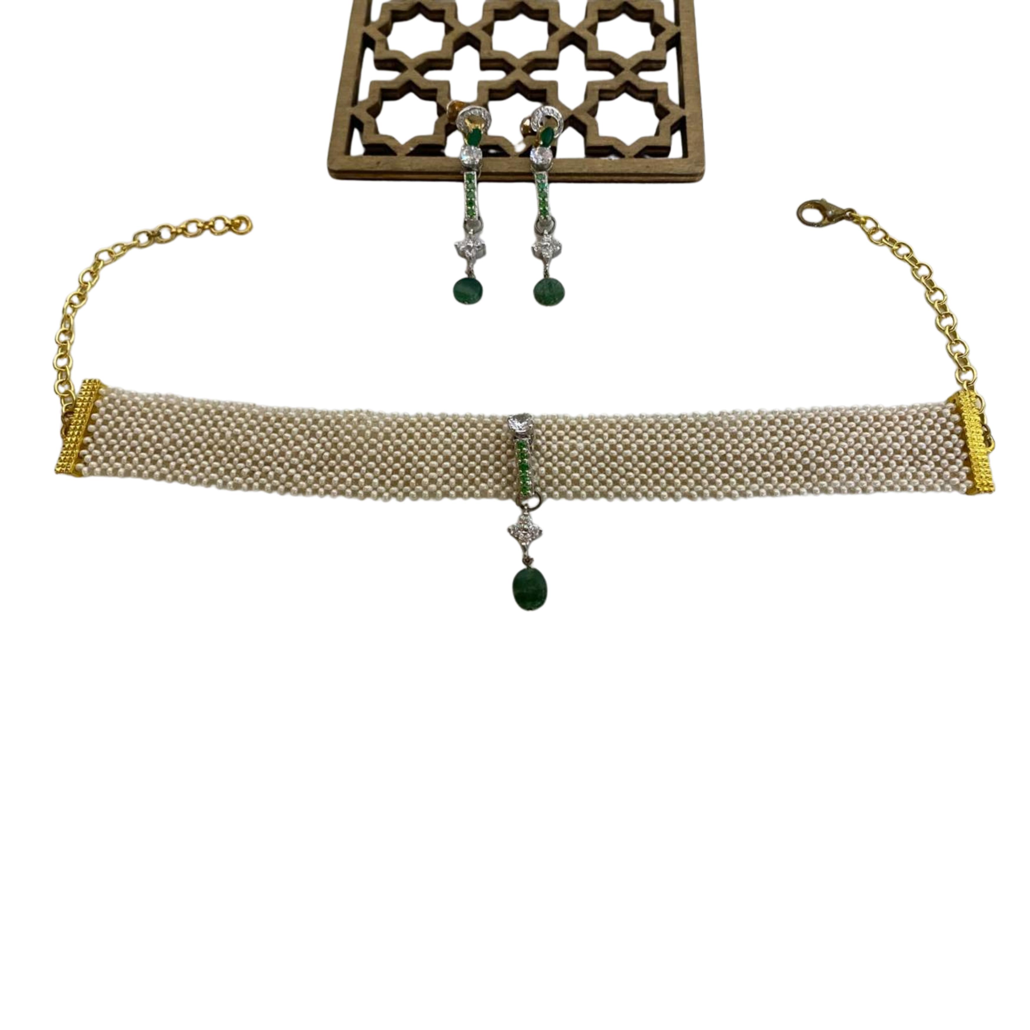 Emerald Dewdrop Choker and Earring Set — 9rock