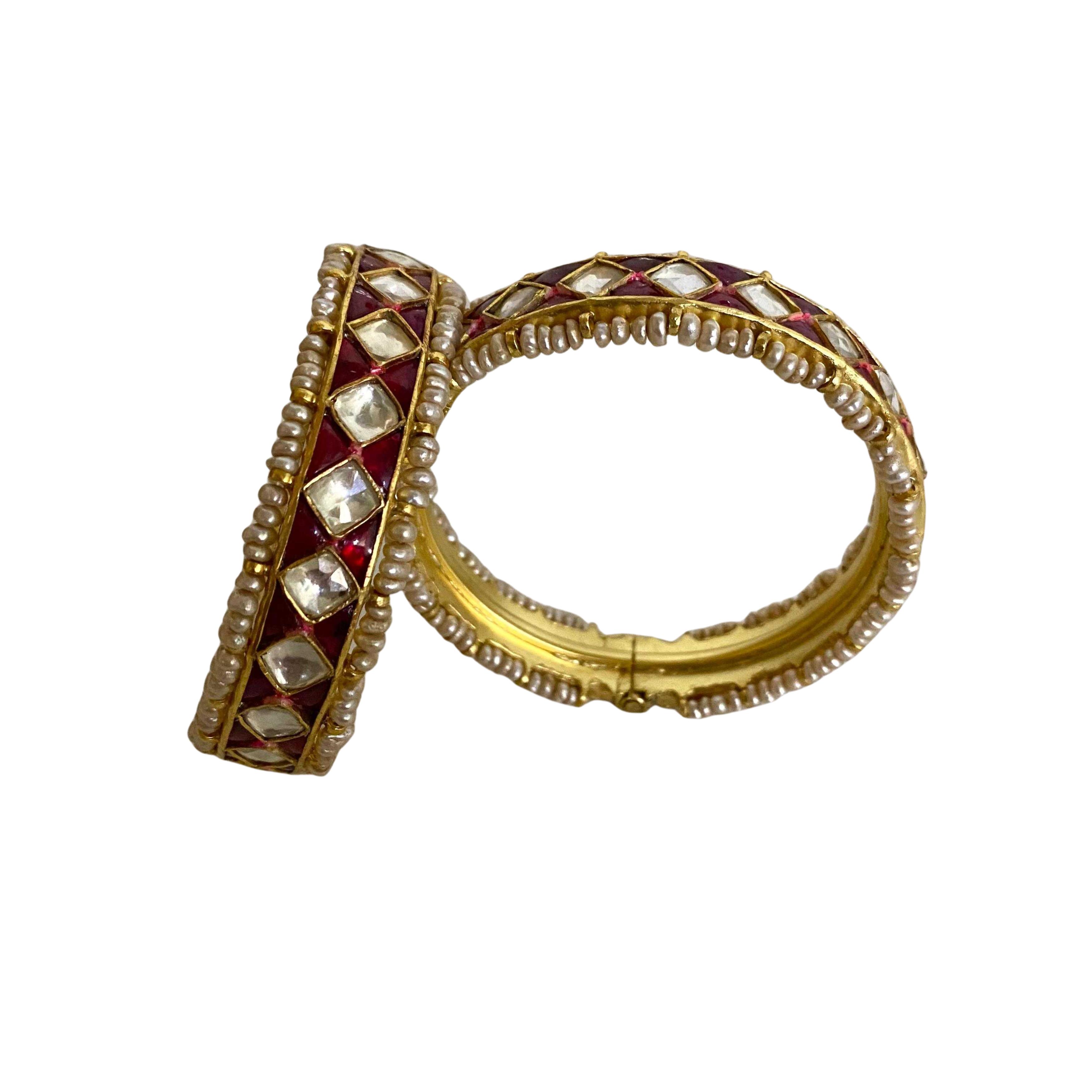 9rock The Ruby Diamond Bangles Set - pure silver Jewellery