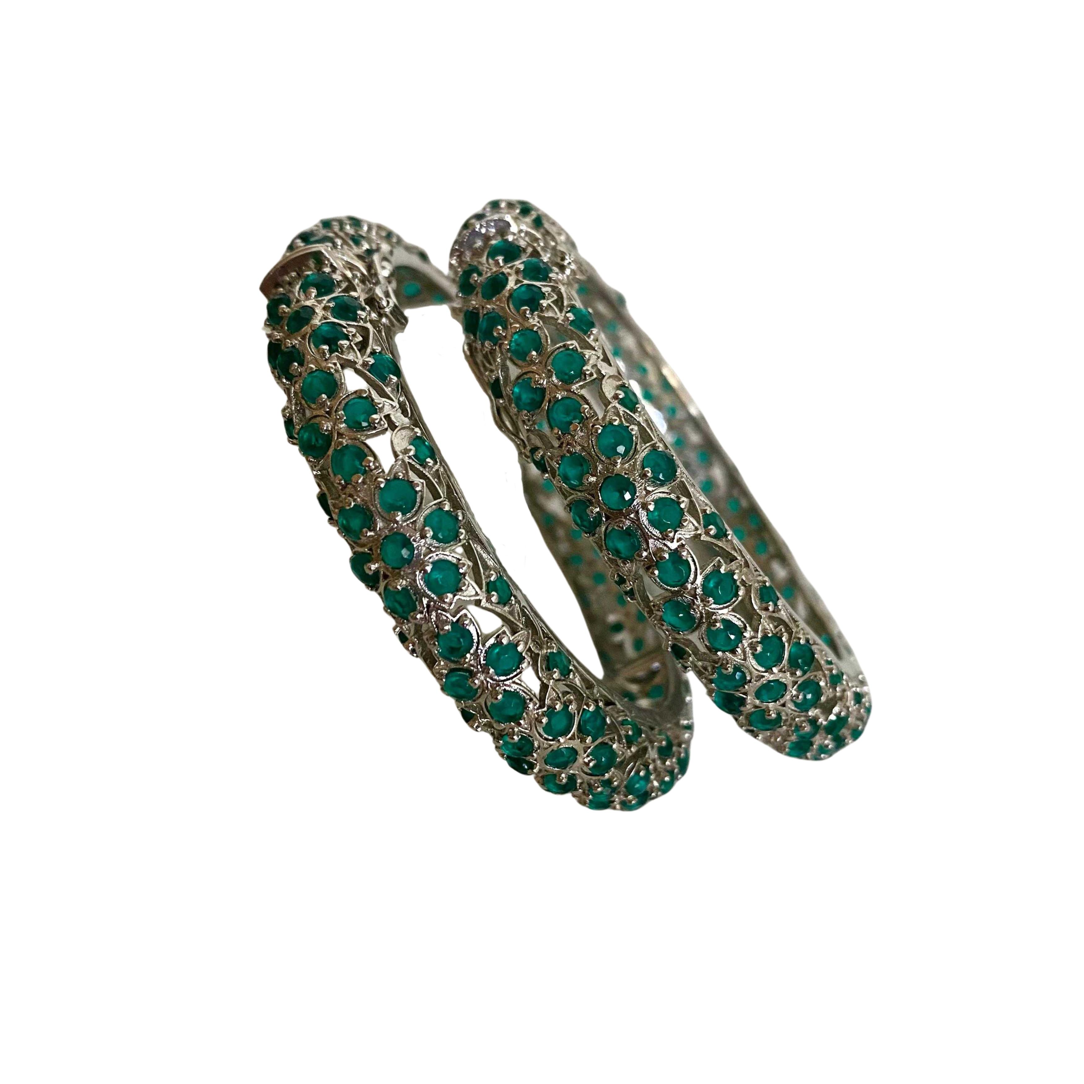 9rock Pure Silver Emerald Regal Bangles - pure silver Jewellery