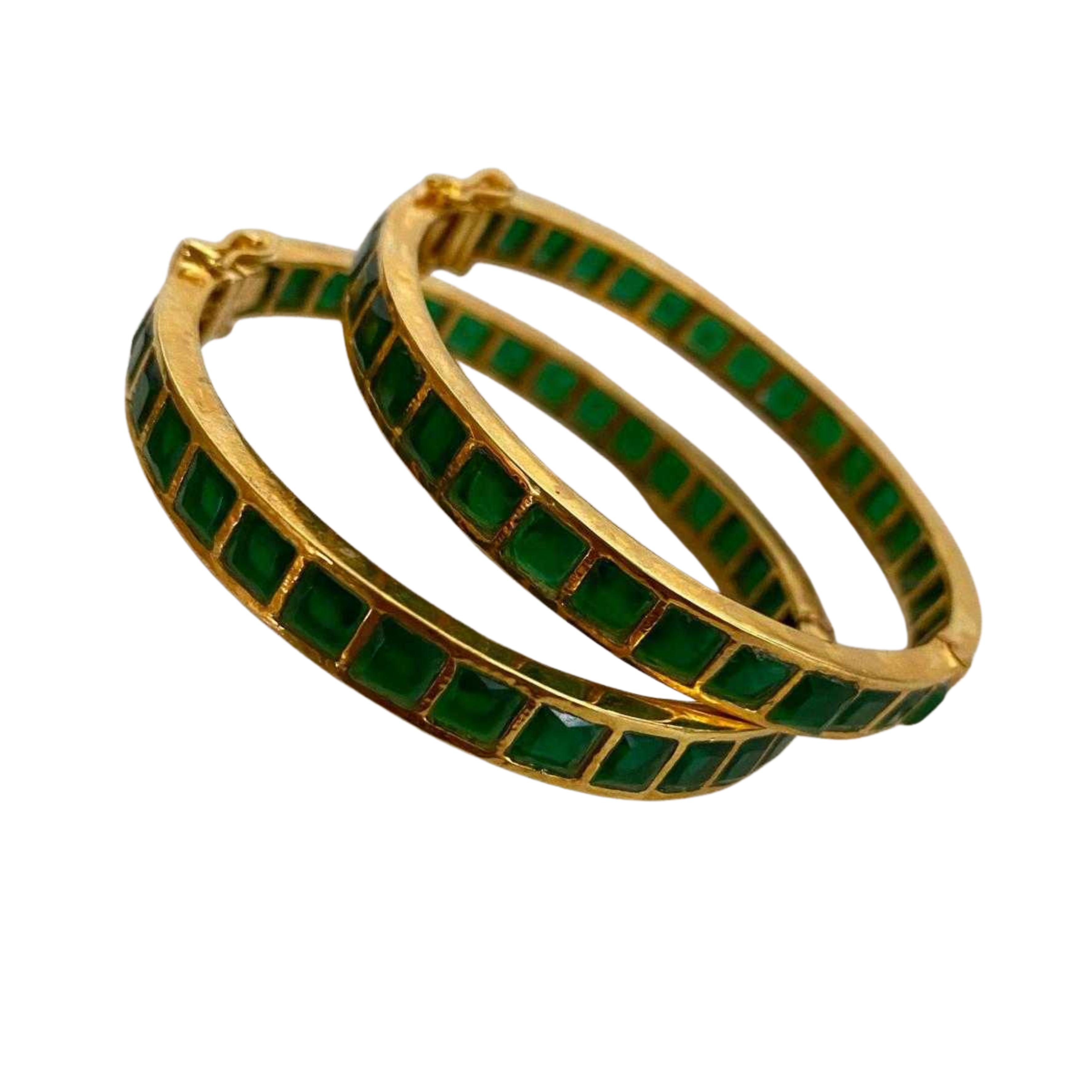 9rock The Emerald Radiance Bangles - pure silver Jewellery