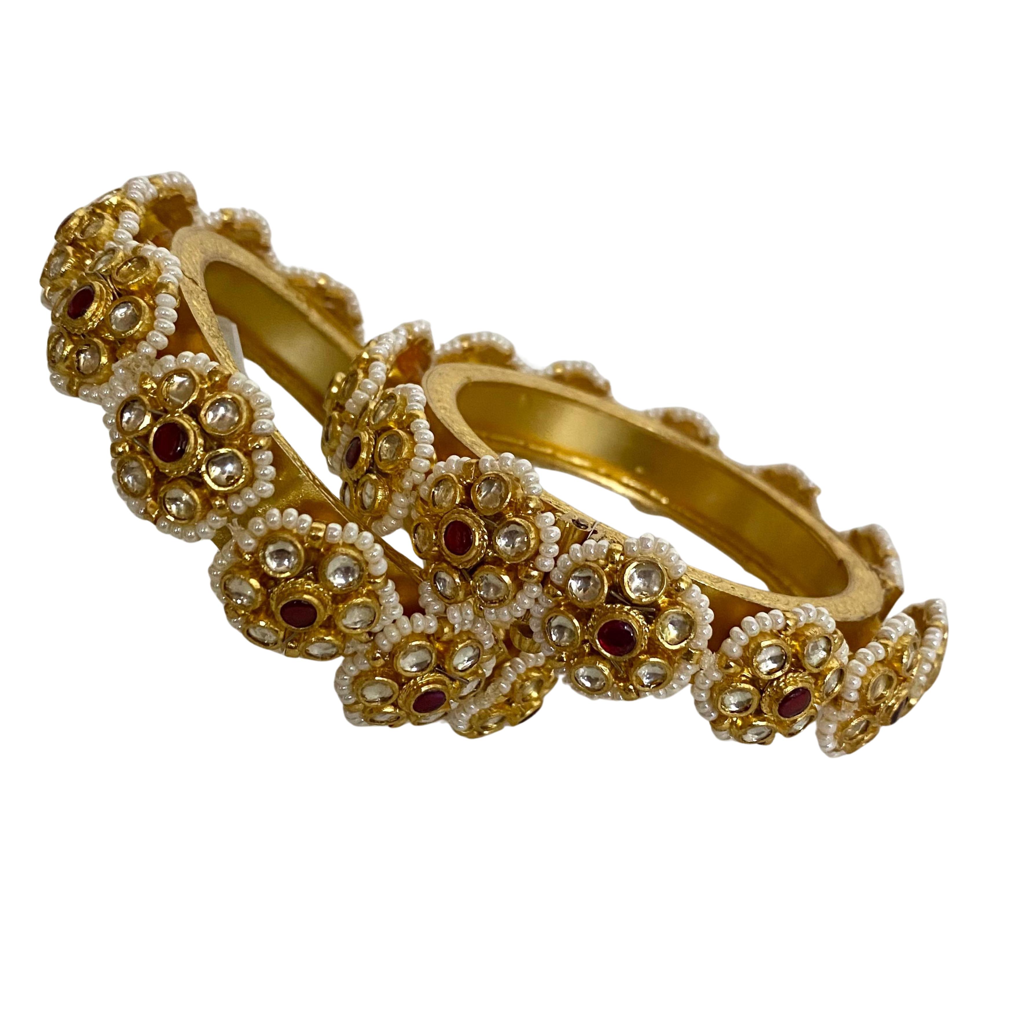 9rock The Ruby Pearl Bloom Bangles - pure silver Jewellery