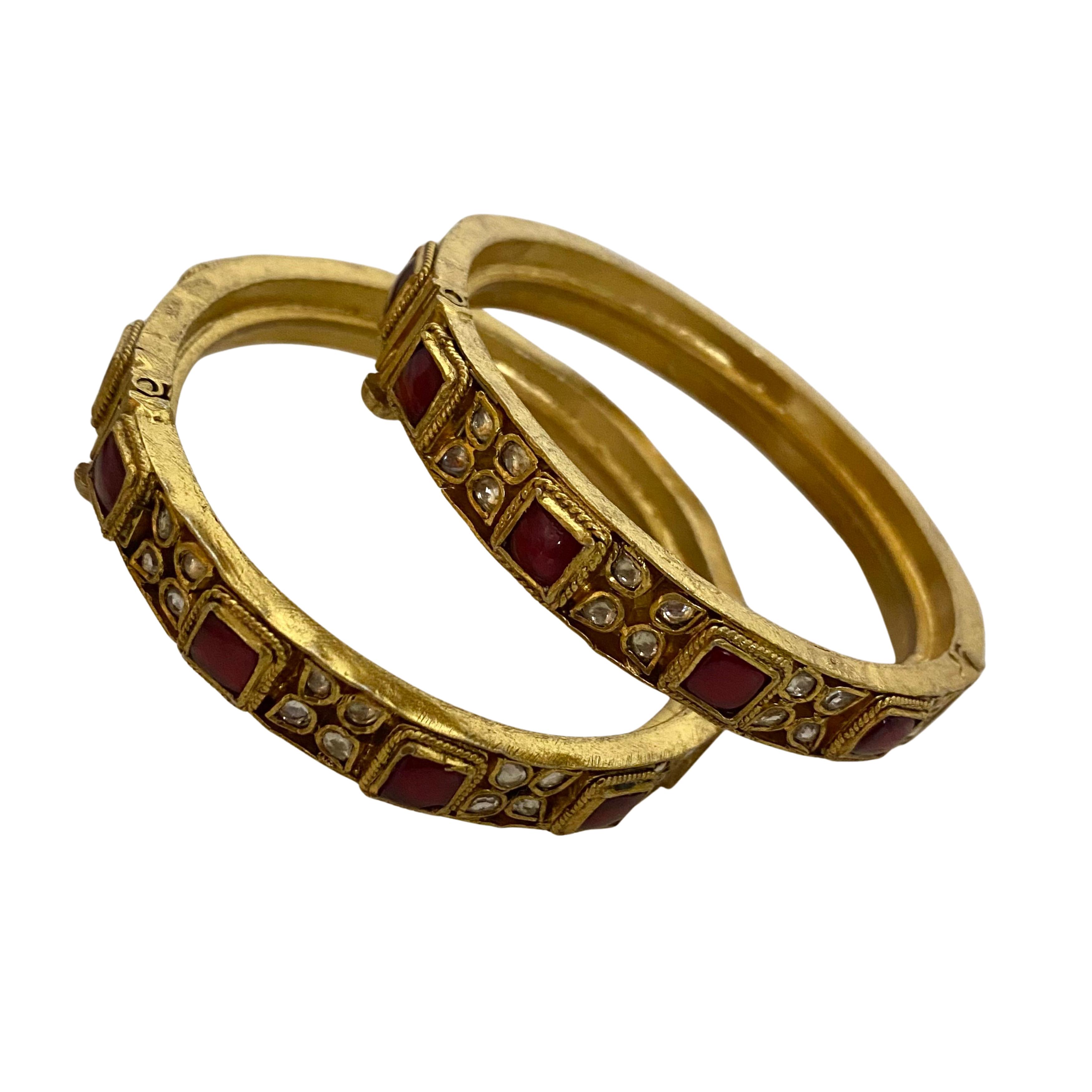 9rock The Ruby Encrusted Pure Silver Bangles - pure silver Jewellery