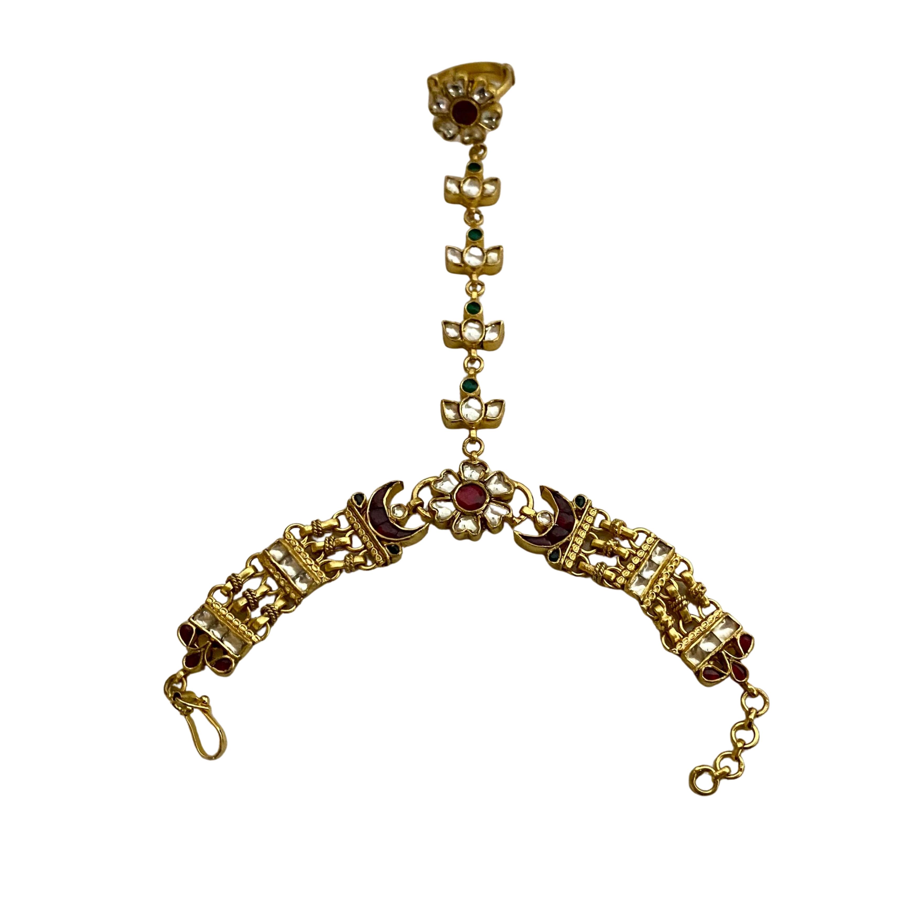 9rock The Opulent Ruby Pearl Hathphool - pure silver Jewellery