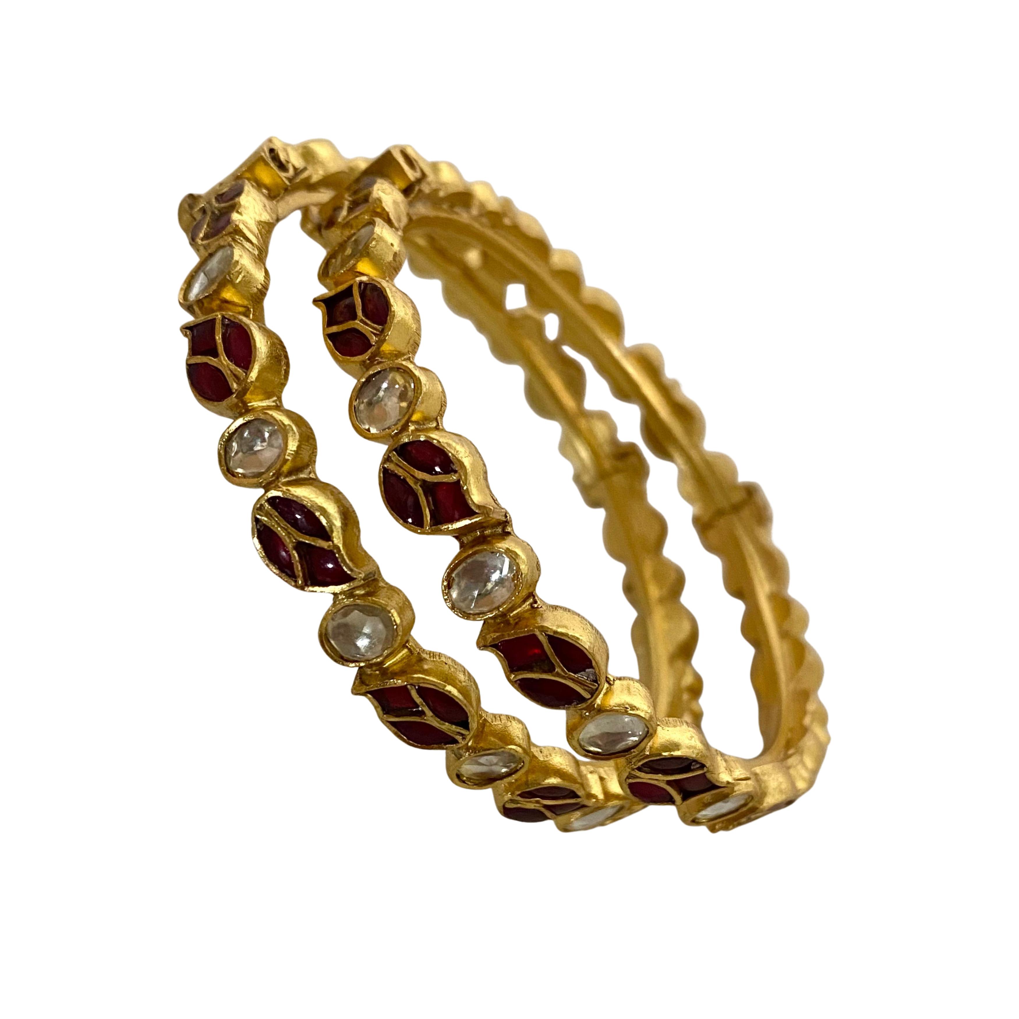 9rock Regal Ruby & Diamond Bangle Pair - pure silver Jewellery