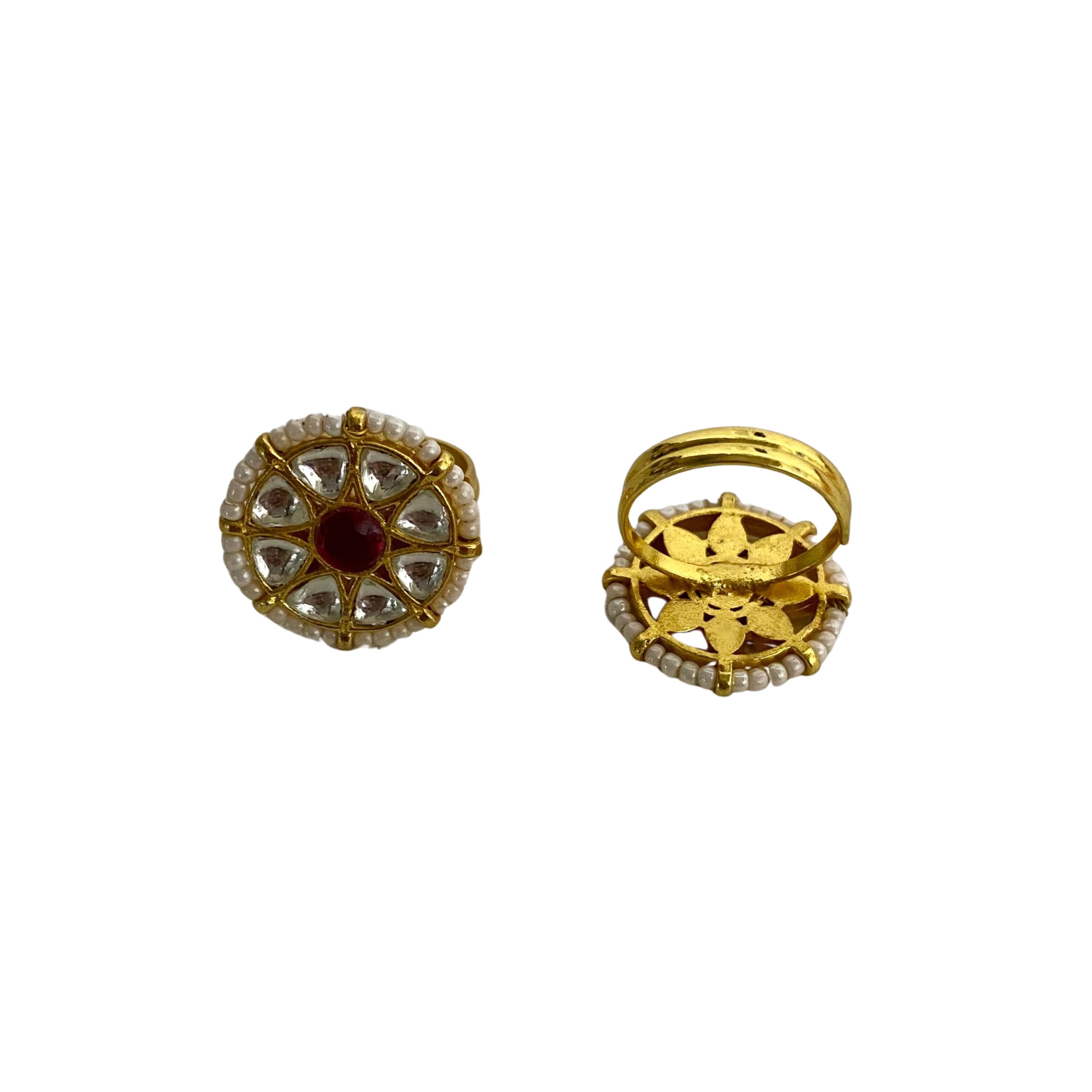 9rock The Ruby Bloom Kundan Rings - kundan Jewellery