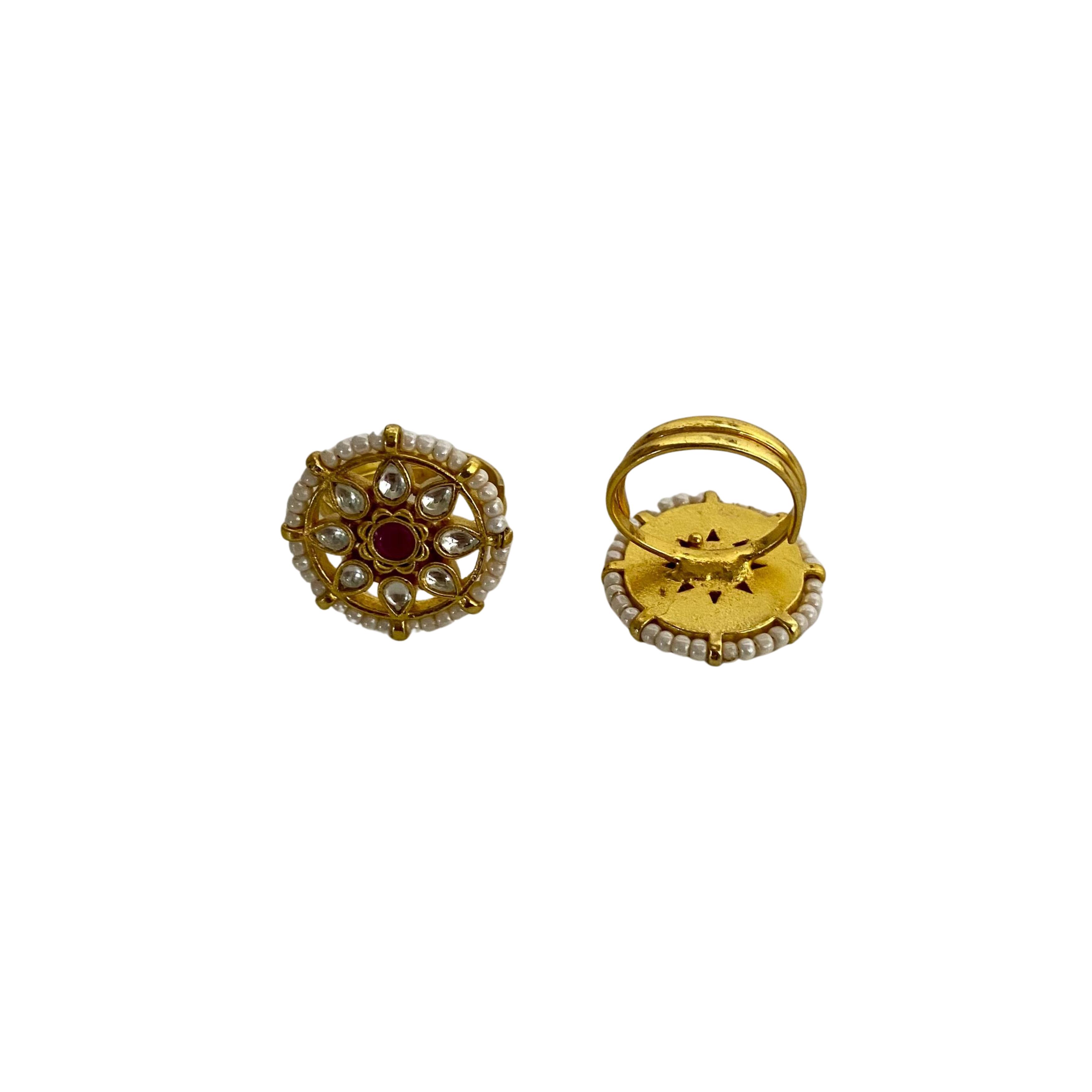 9rock The Ruby Kundan Bloom Ring - kundan Jewellery