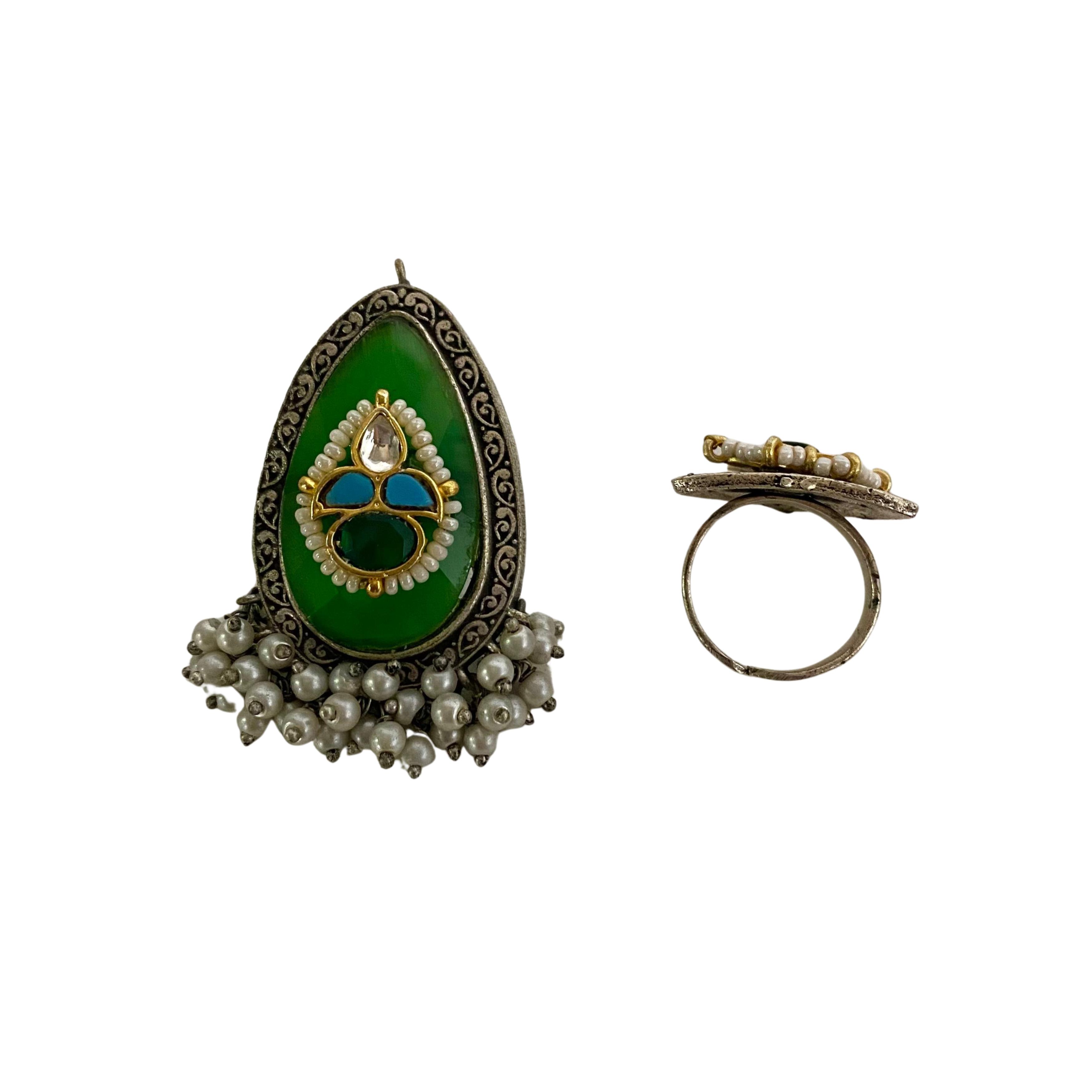 9rock The Emerald Bloom Fusion Ring - fusion Jewellery