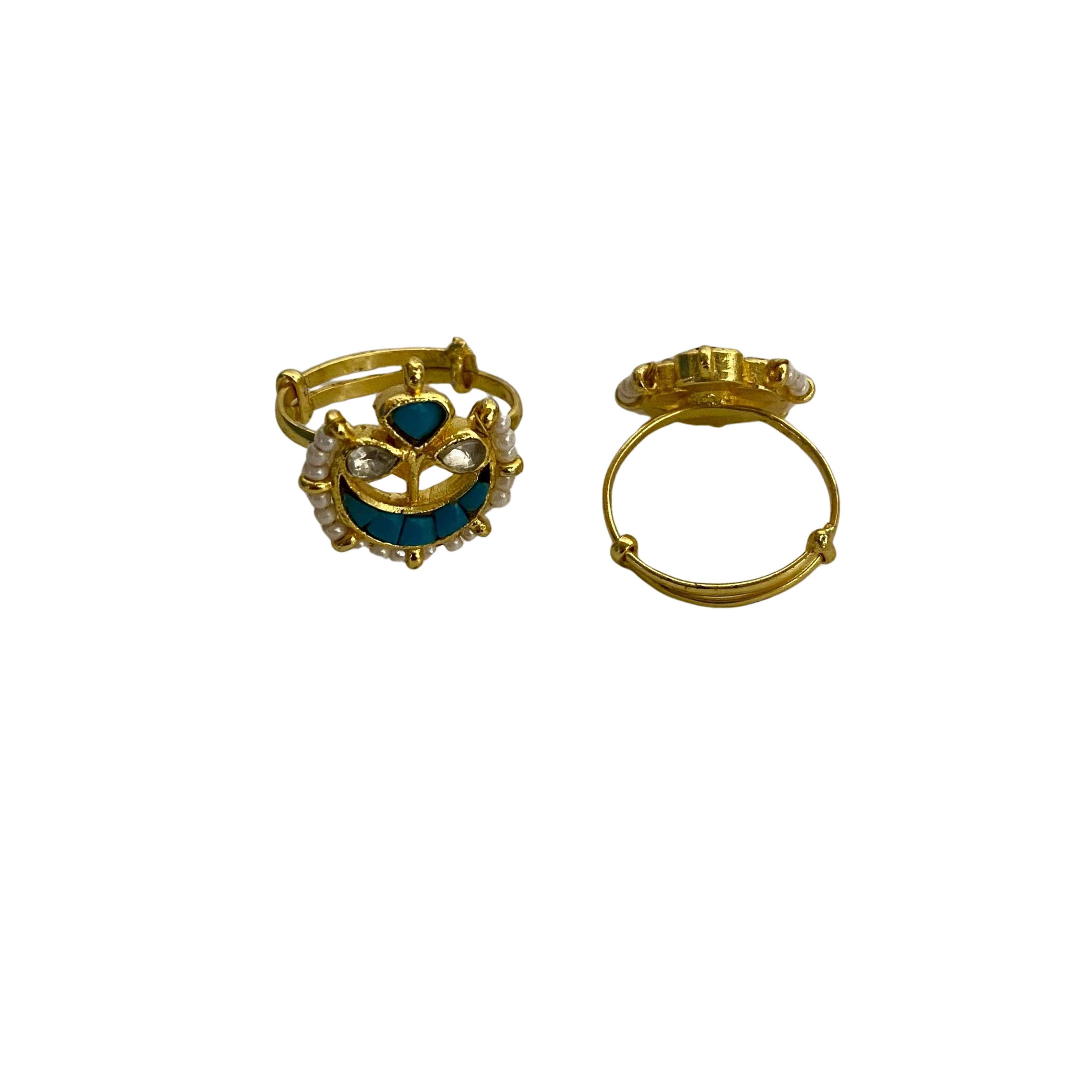 9rock The Celestial Moon Kundan Ring - kundan Jewellery