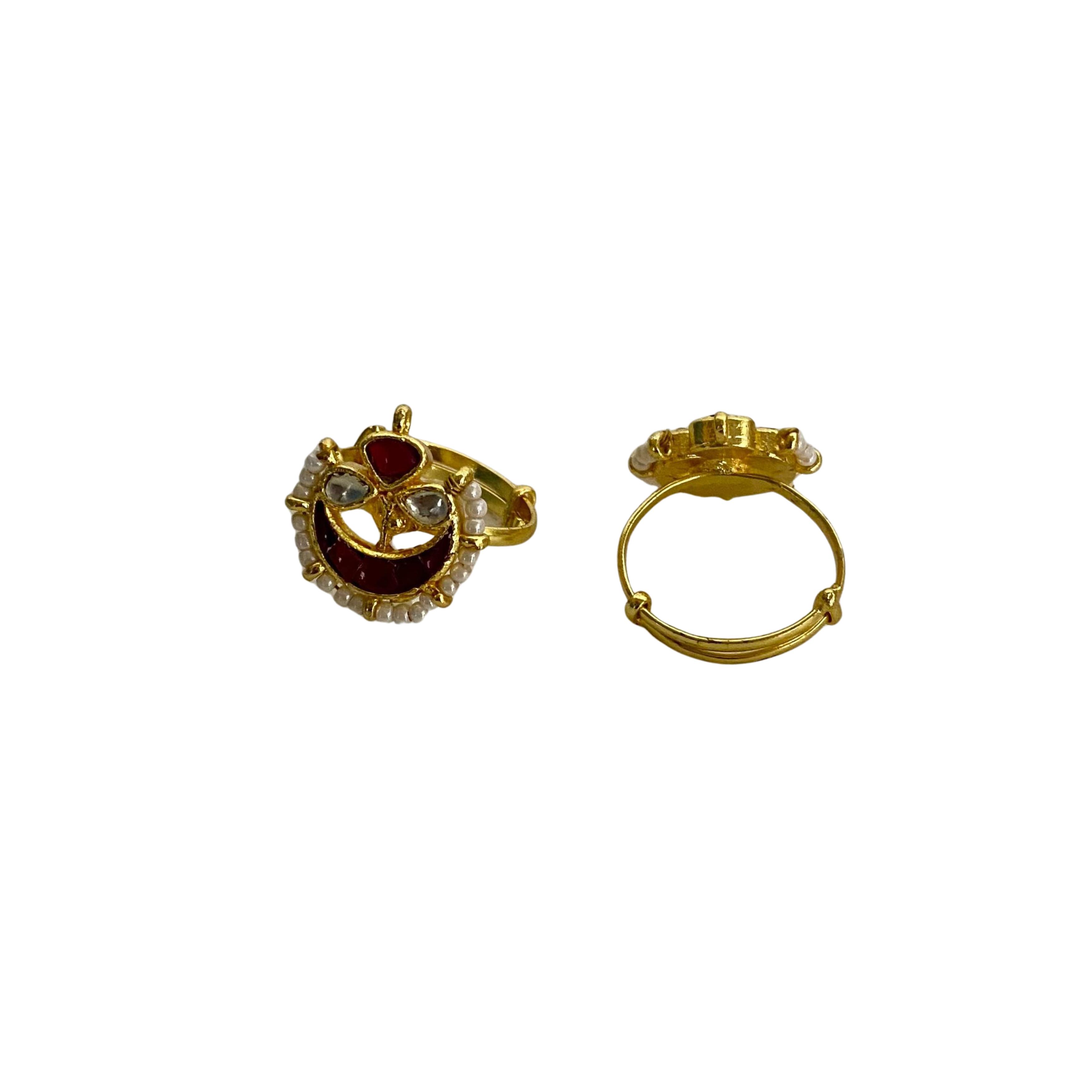 9rock The Lunar Crescent Kundan Ring - kundan Jewellery