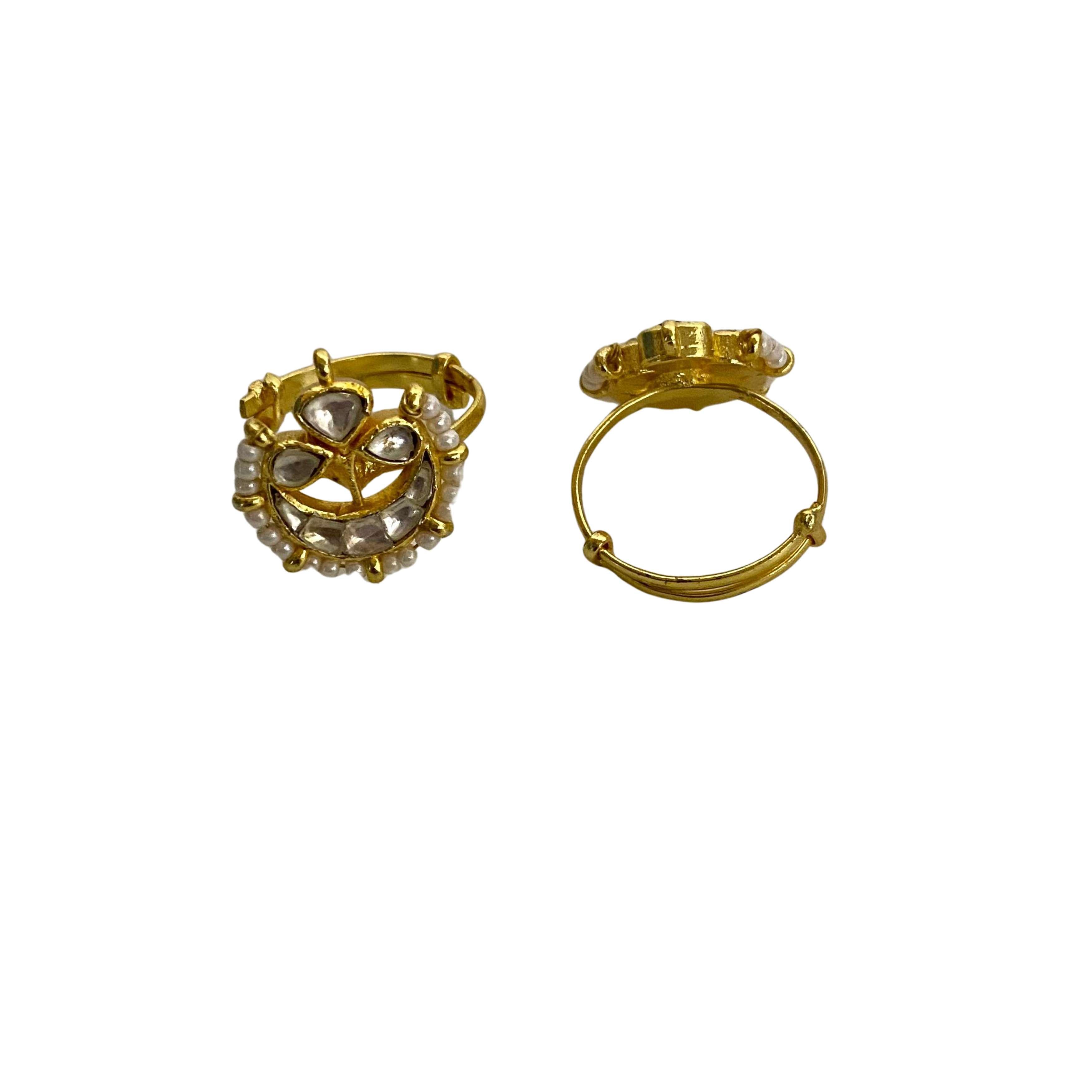 9rock The Celestial Kundan Pearl Ring - kundan Jewellery