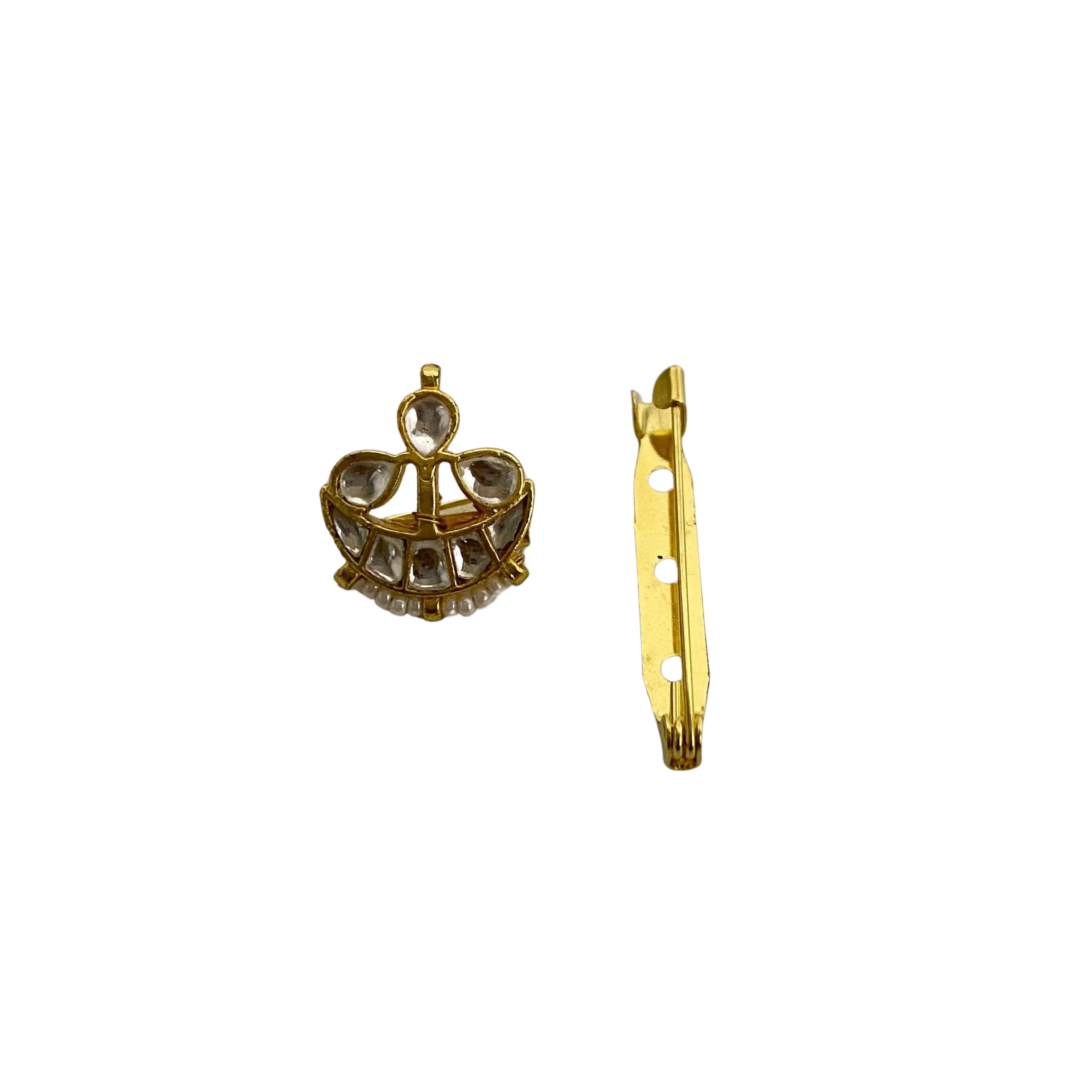 9rock The Royal Crown Kundan Brooch - kundan Jewellery