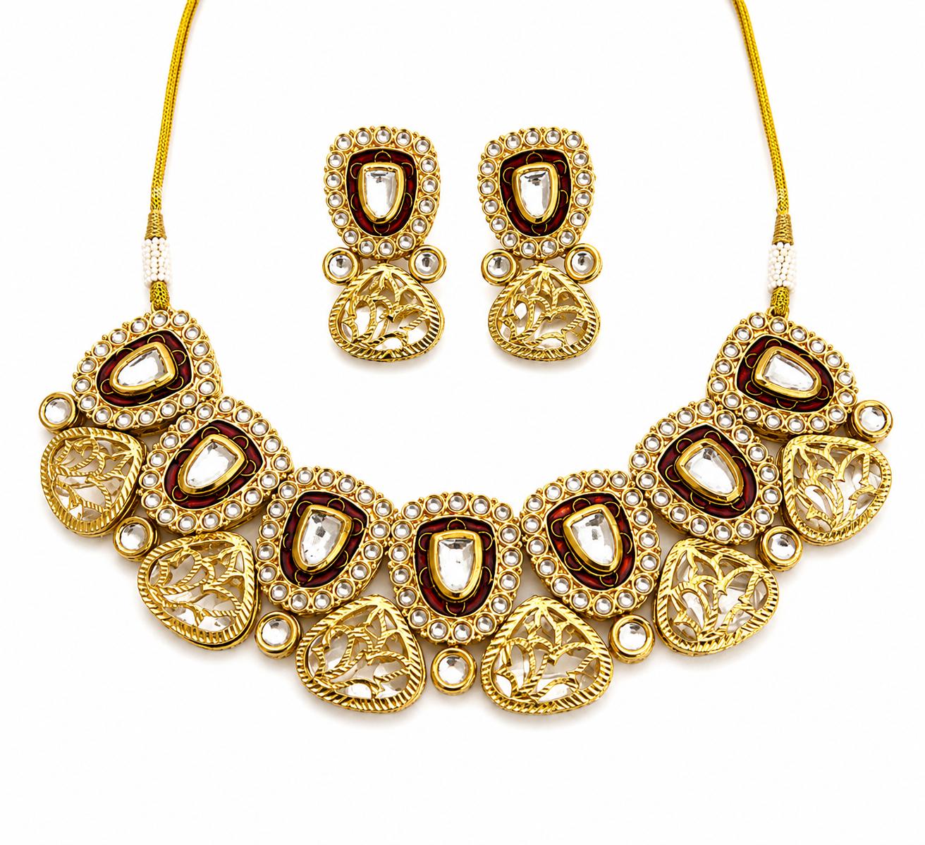 The Radiant Polki Kundan Necklace & Earring Set — 9rock