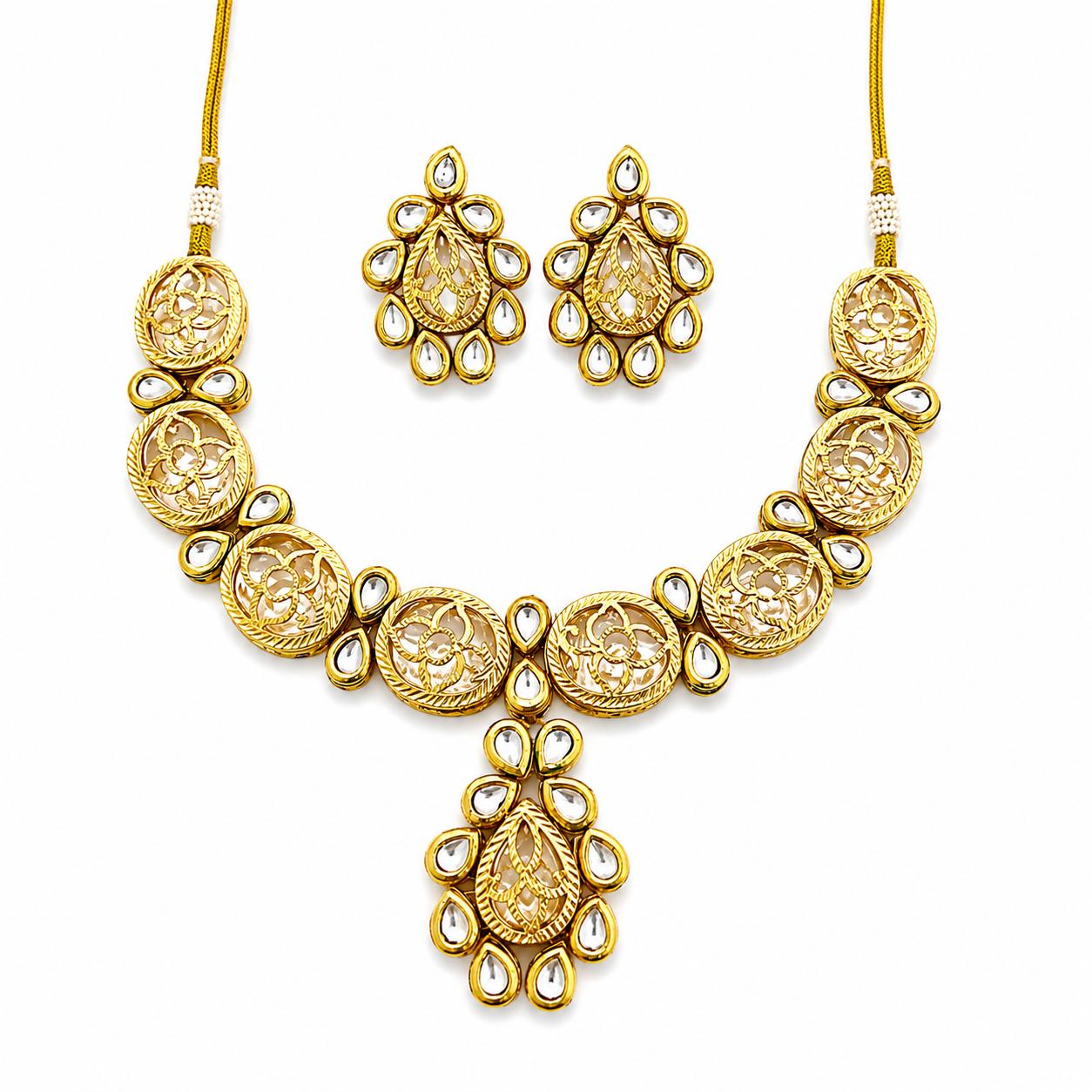 The Radiant Kundan Bloom Necklace & Earring Set — 9rock