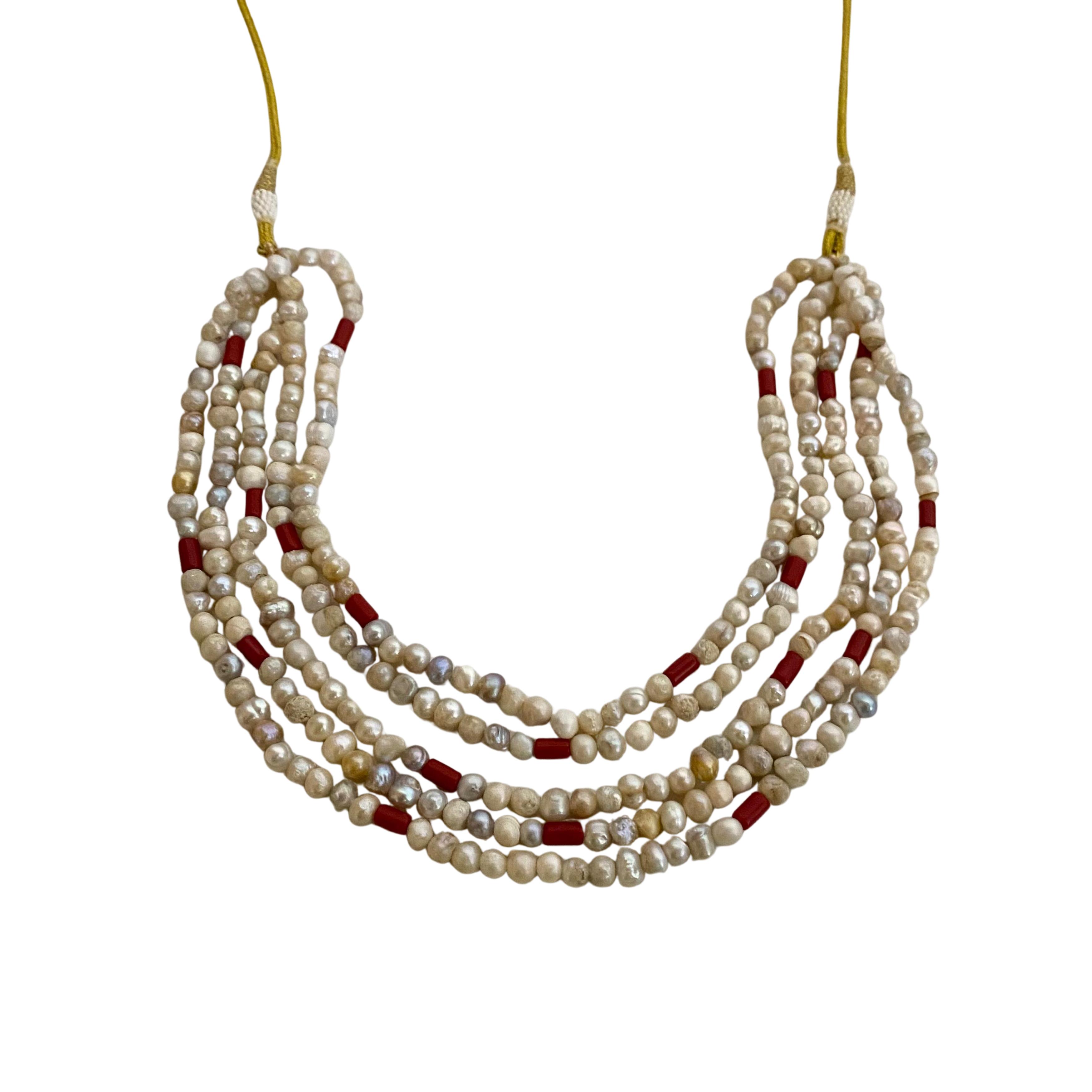 9rock Coral Pearl Choker Necklace Set - kundan Jewellery