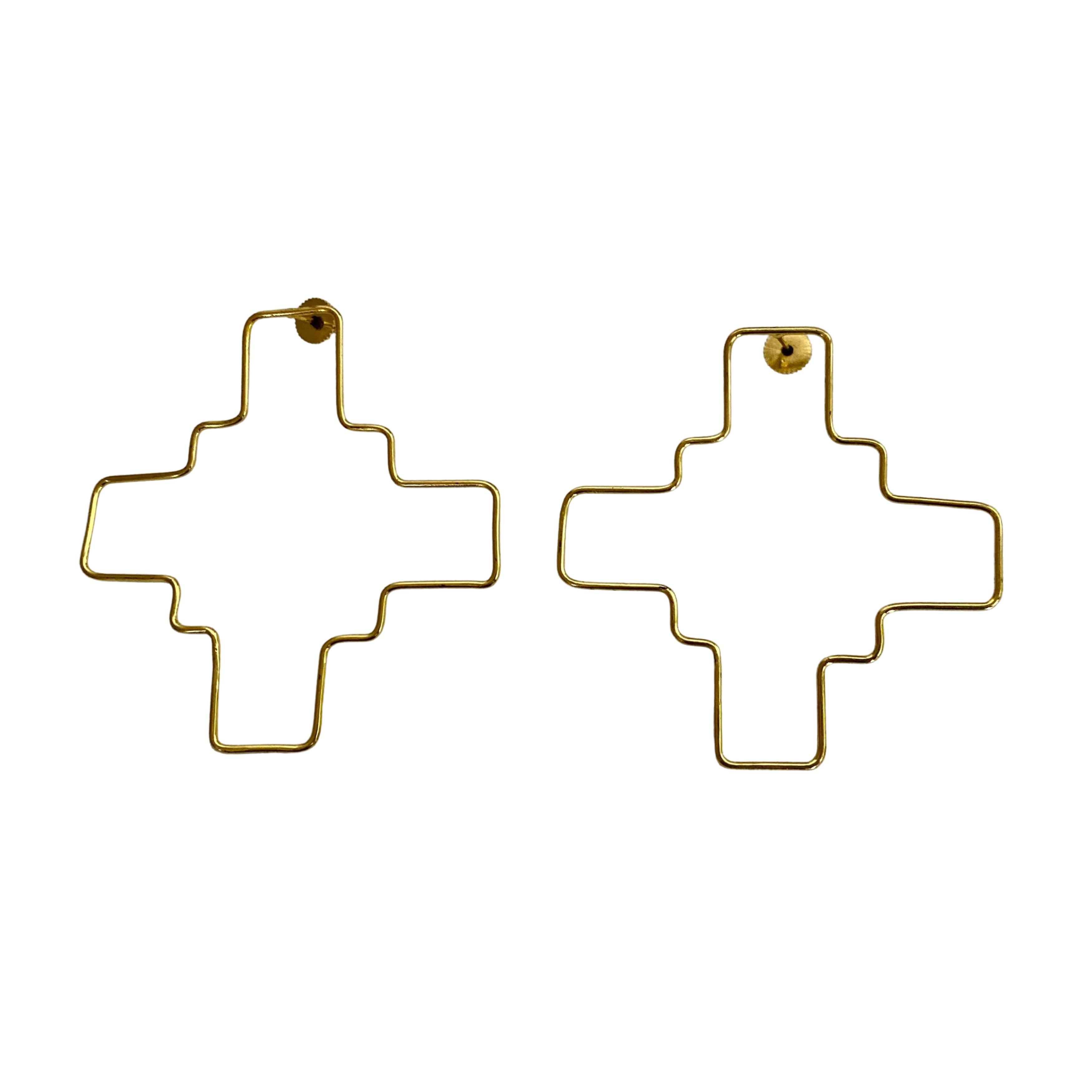 Geometric Cross Hoop Earrings — 9rock