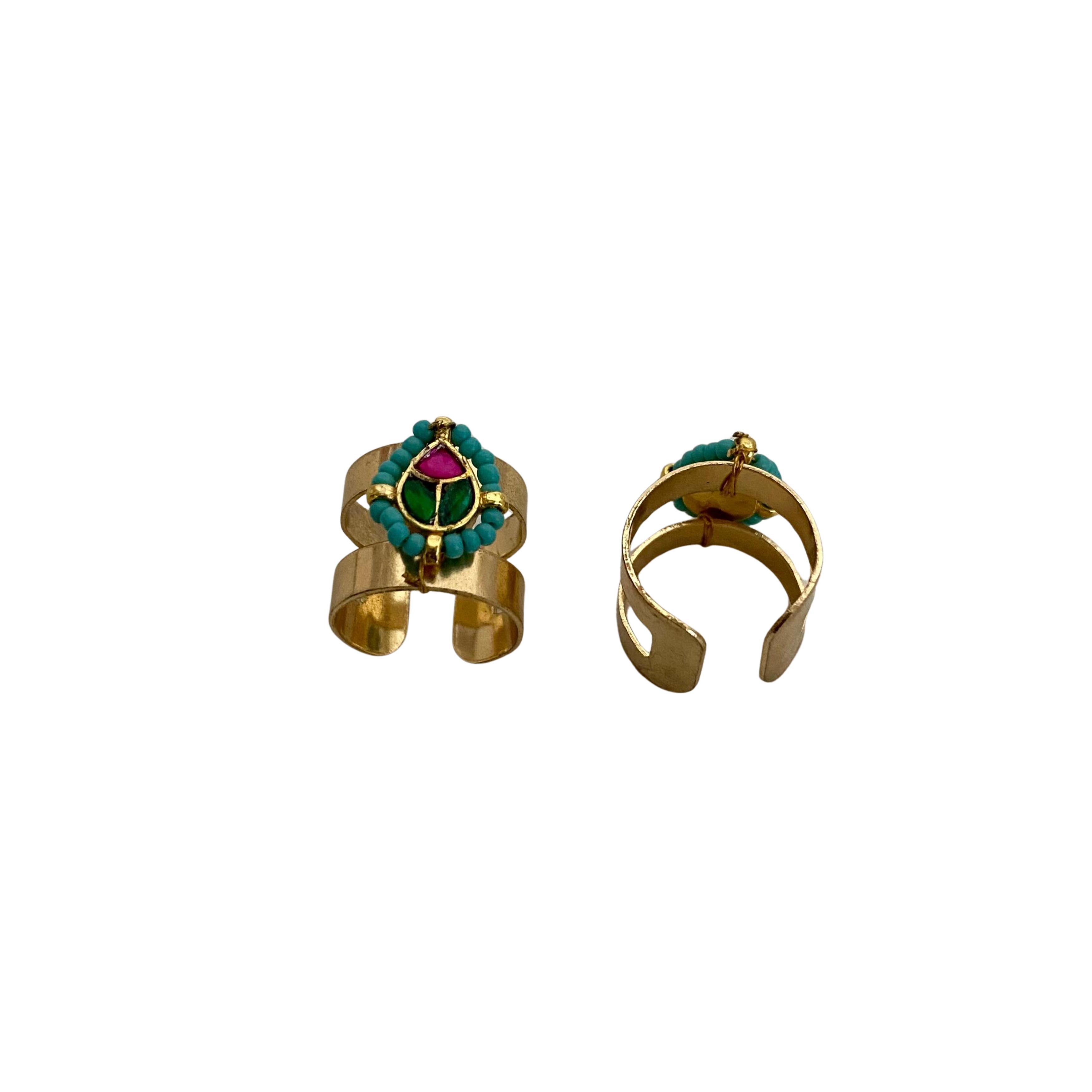 9rock The Lotus Bloom Kundan Ring - kundan Jewellery