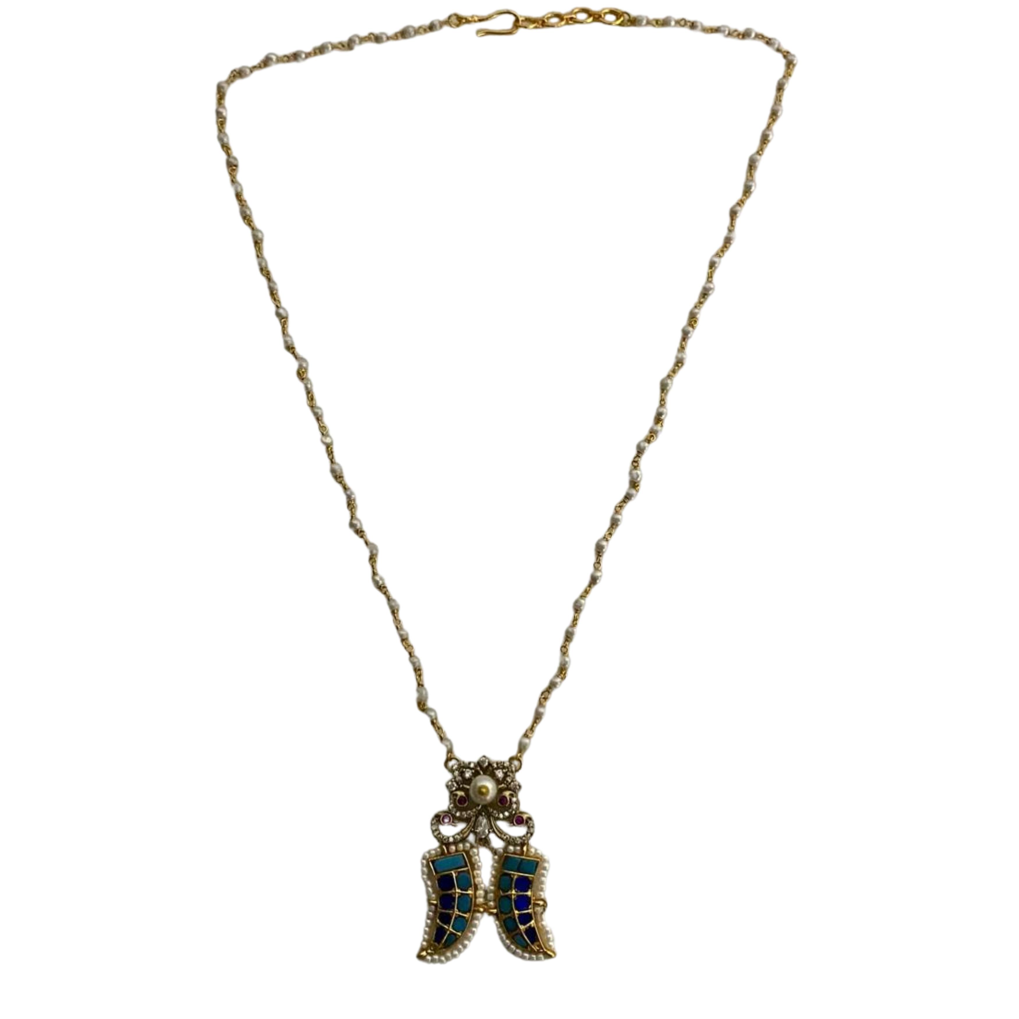 9rock The Twin Wing Kundan Long Necklace Set - kundan Jewellery