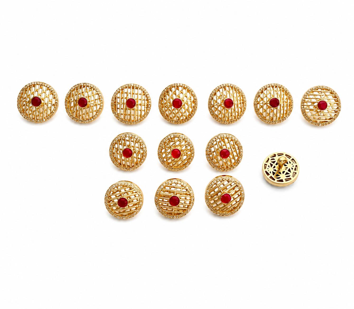 9rock The Ruby Lattice Alloy Buttons - alloy Jewellery