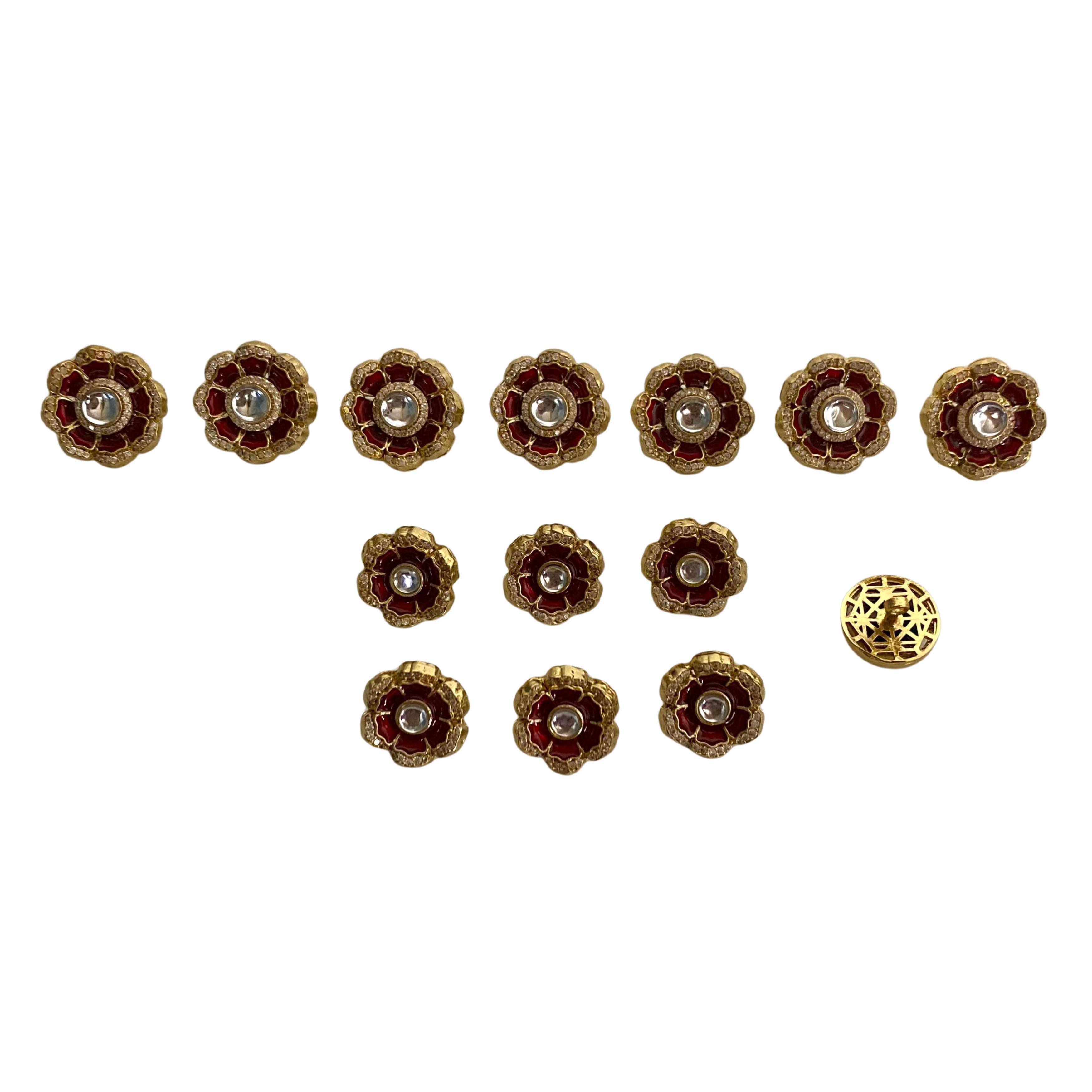 9rock The Ruby Bloom Crystal Buttons Set - alloy Jewellery
