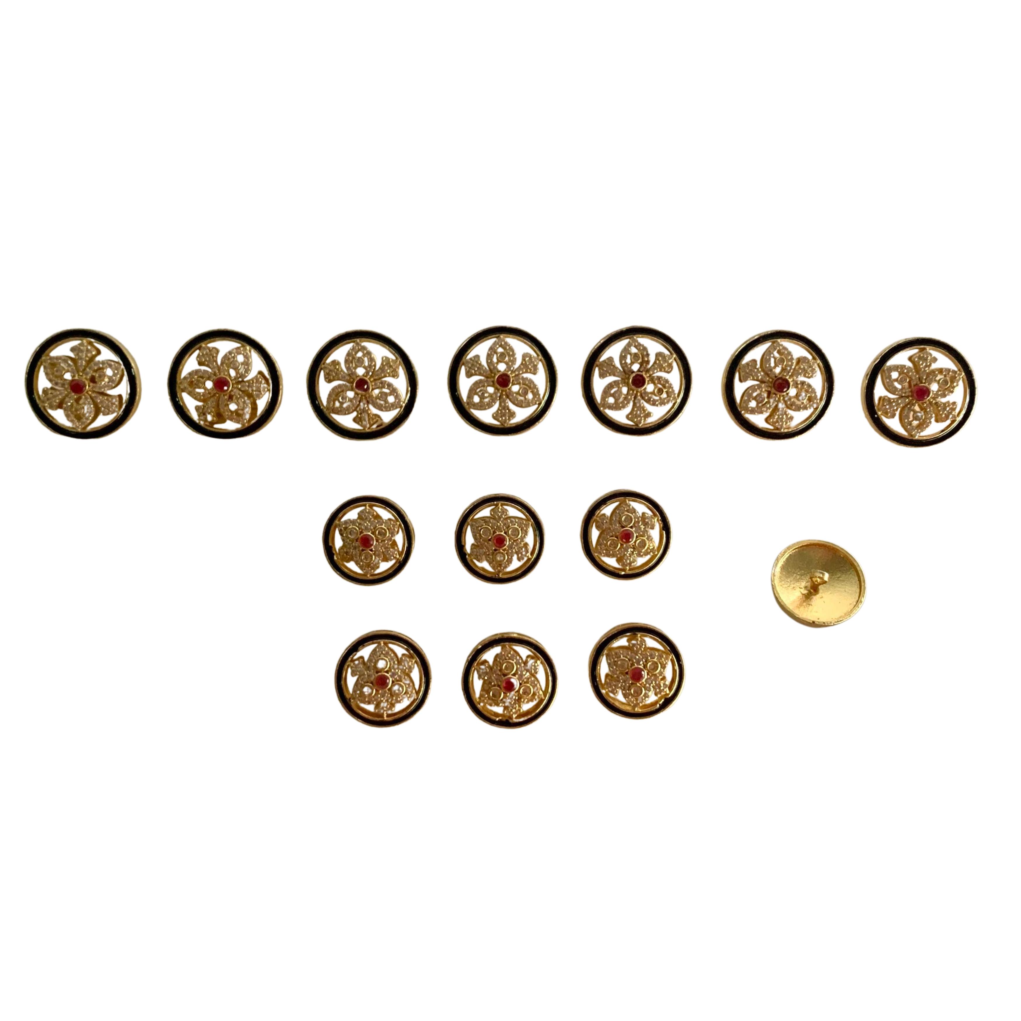 9rock Floral Ruby Alloy Buttons - alloy Jewellery
