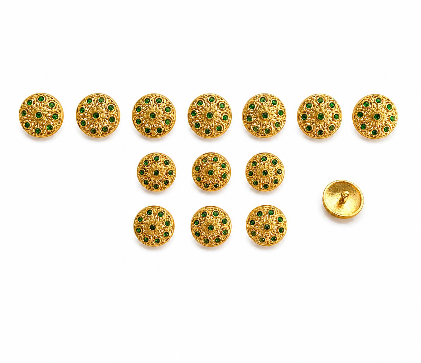9rock Regal Filigree Green Stone Buttons - alloy Jewellery