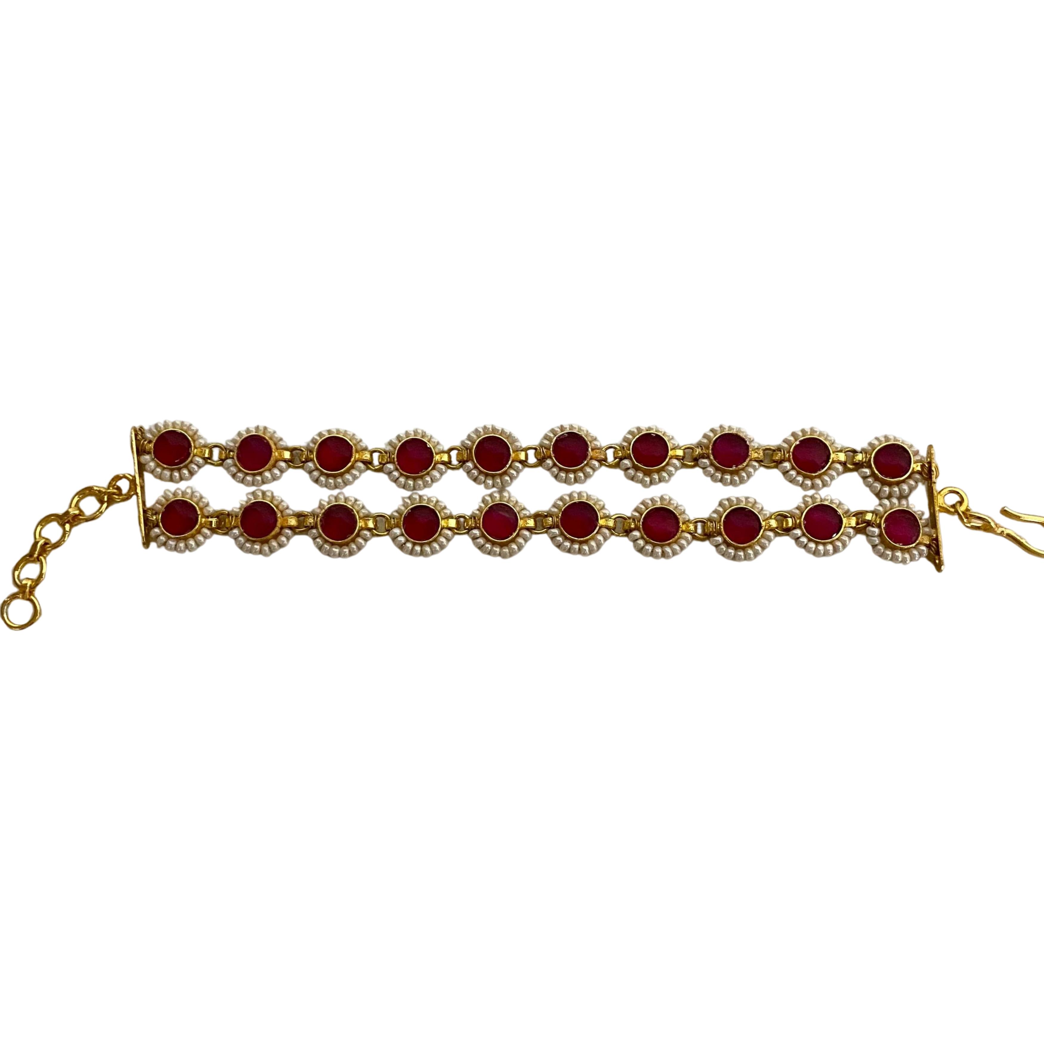9rock The Ruby Bloom Kundan Bracelet - kundan Jewellery