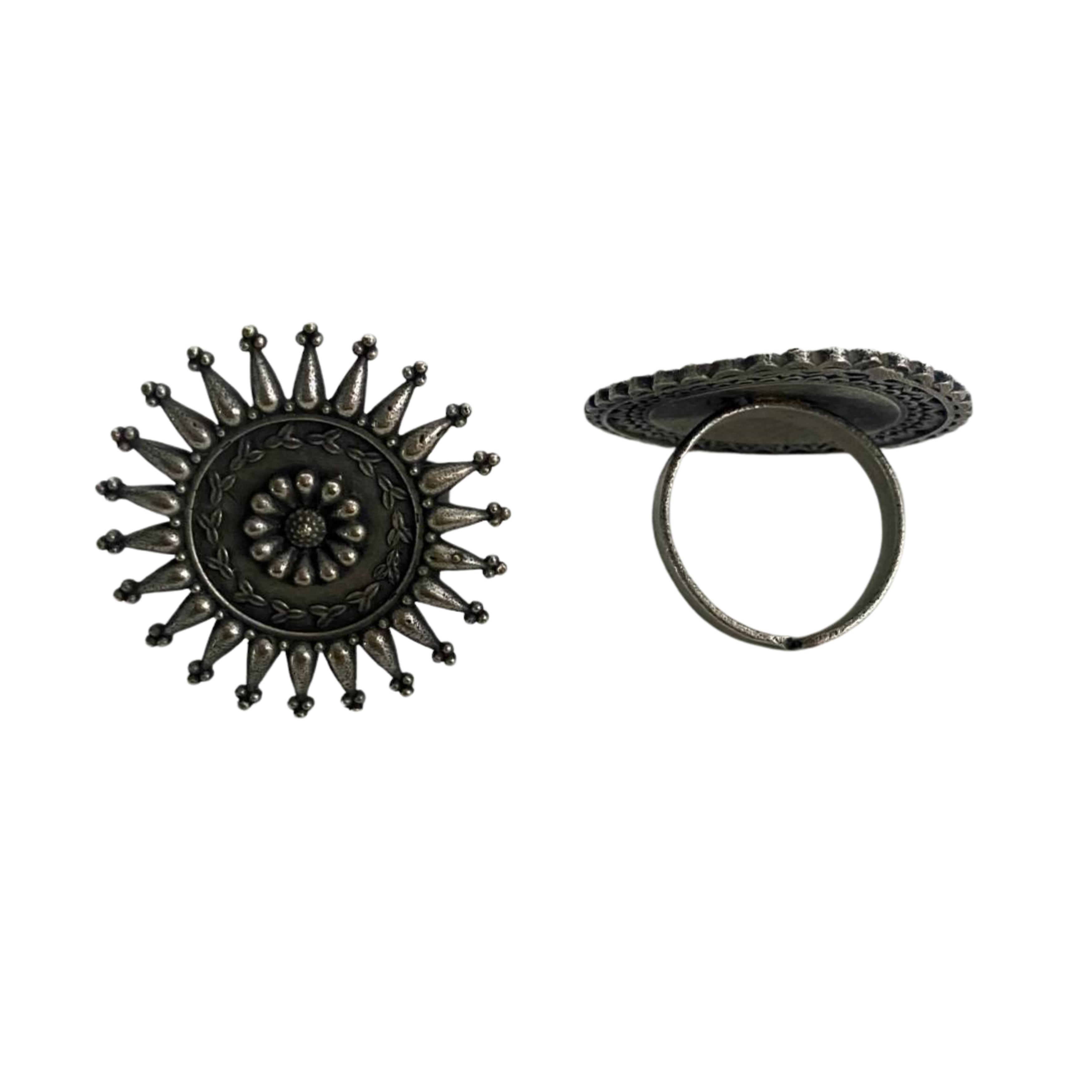 9rock The Sunburst Bloom German Silver Ring - german Jewellery