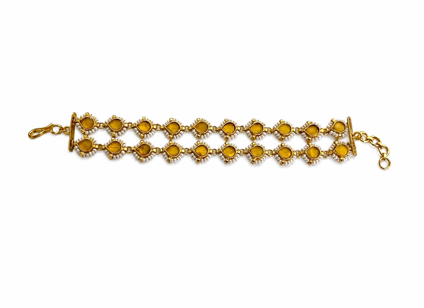 9rock The Golden Sunstone Kundan Bracelet - kundan Jewellery