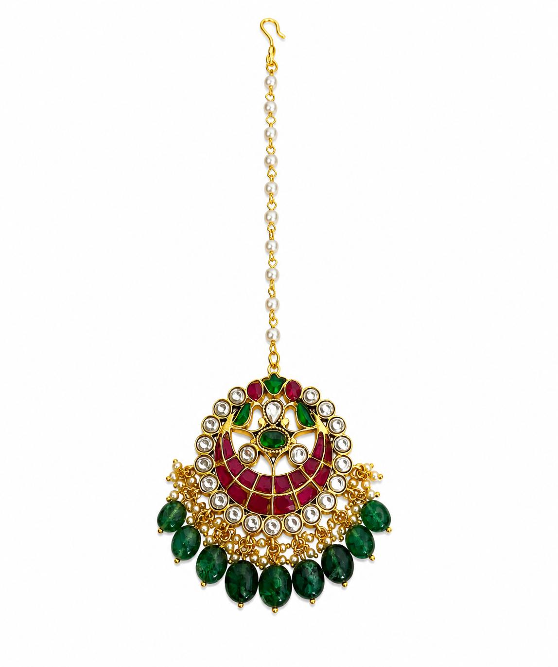 9rock The Emerald Kundan Tika - kundan Jewellery