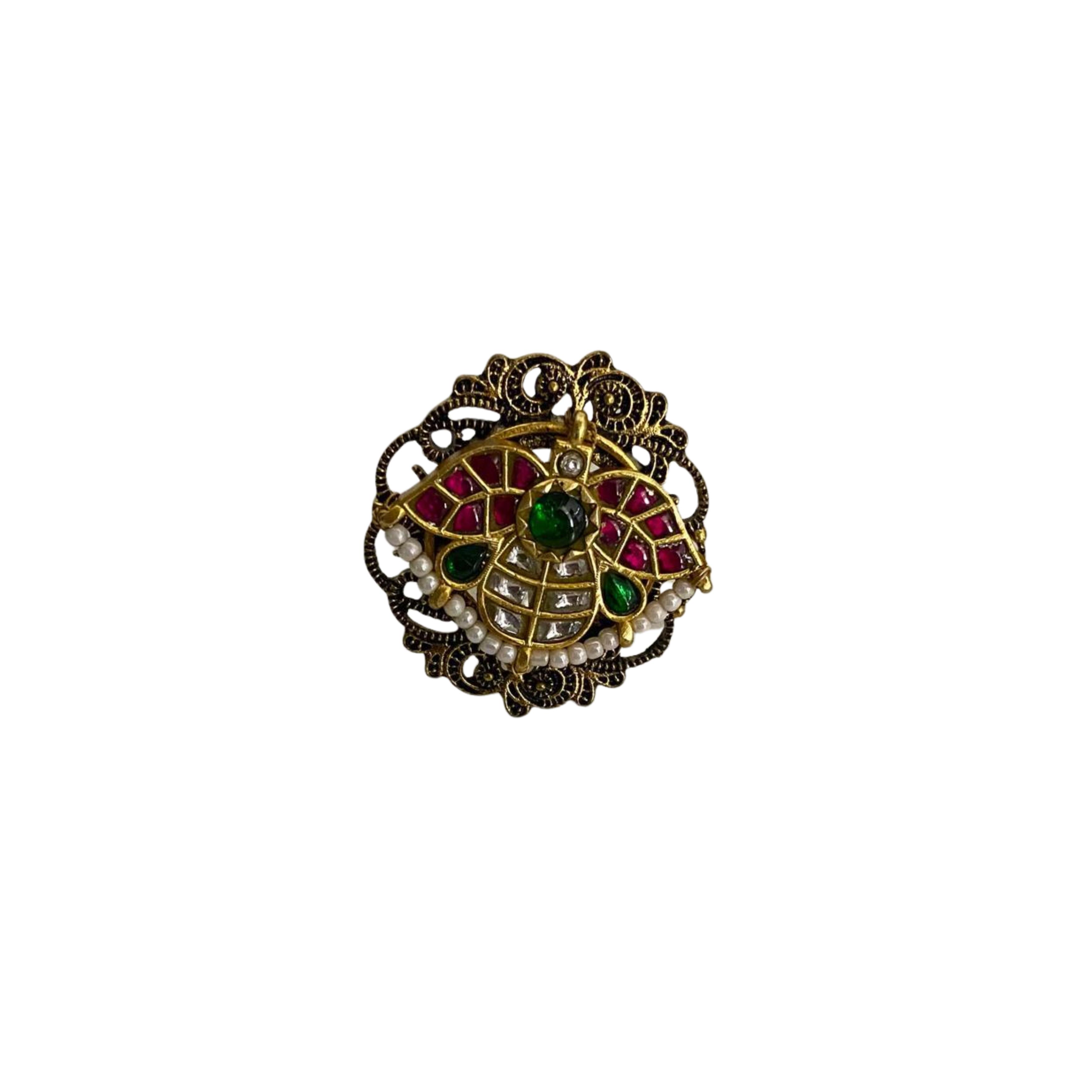 9rock The Crimson Bloom Kundan Ring - kundan Jewellery