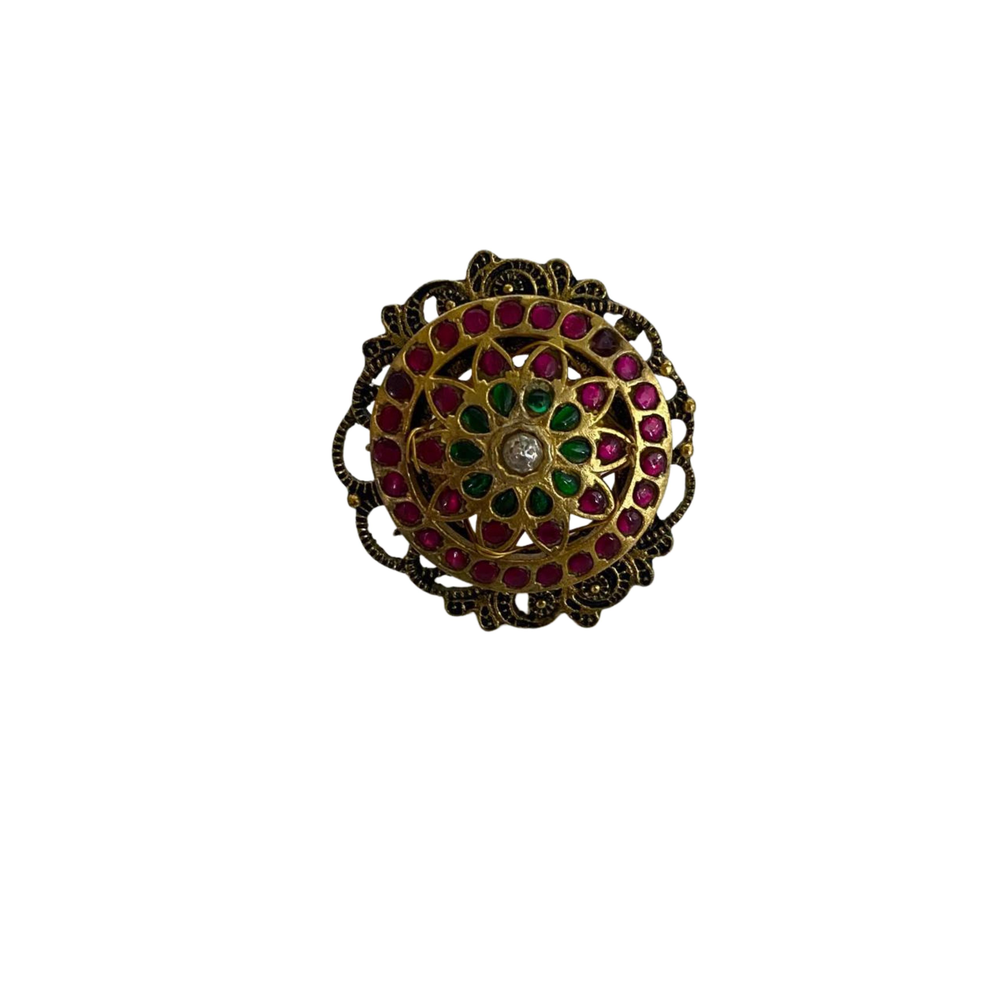 9rock The Radiant Kundan Floral Ring - kundan Jewellery