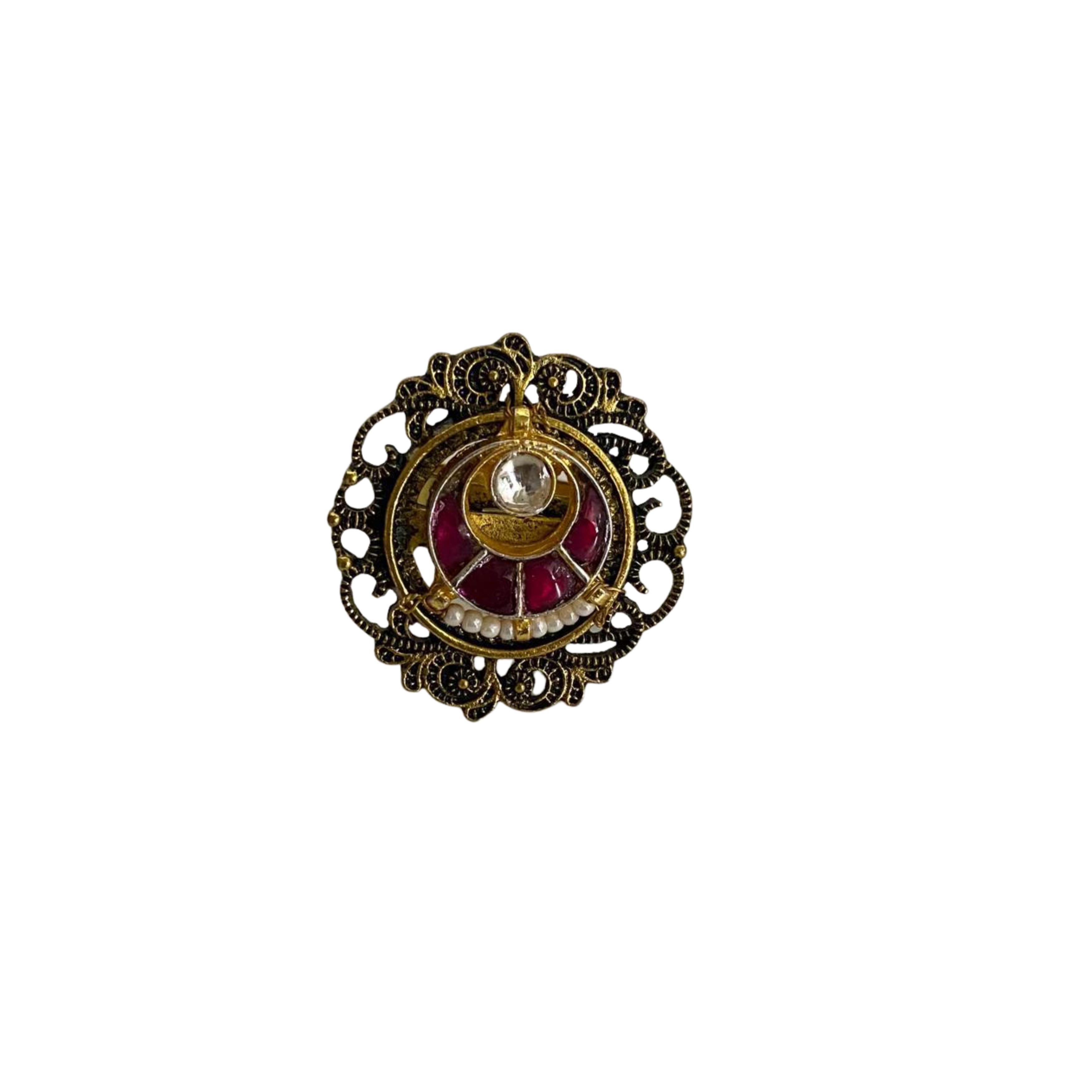 9rock The Ruby Kundan Bloom Ring - kundan Jewellery