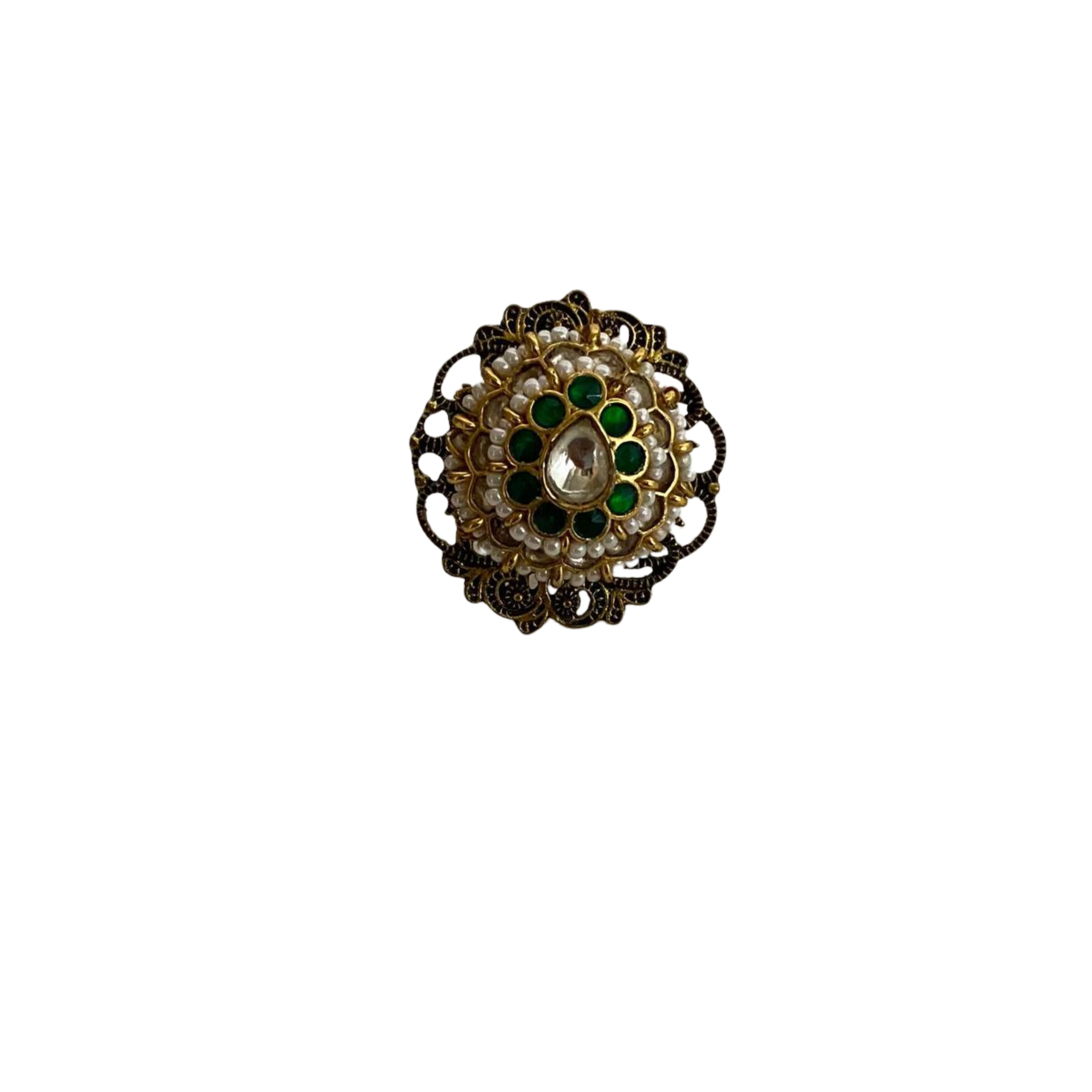 9rock The Emerald Kundan Ring - kundan Jewellery