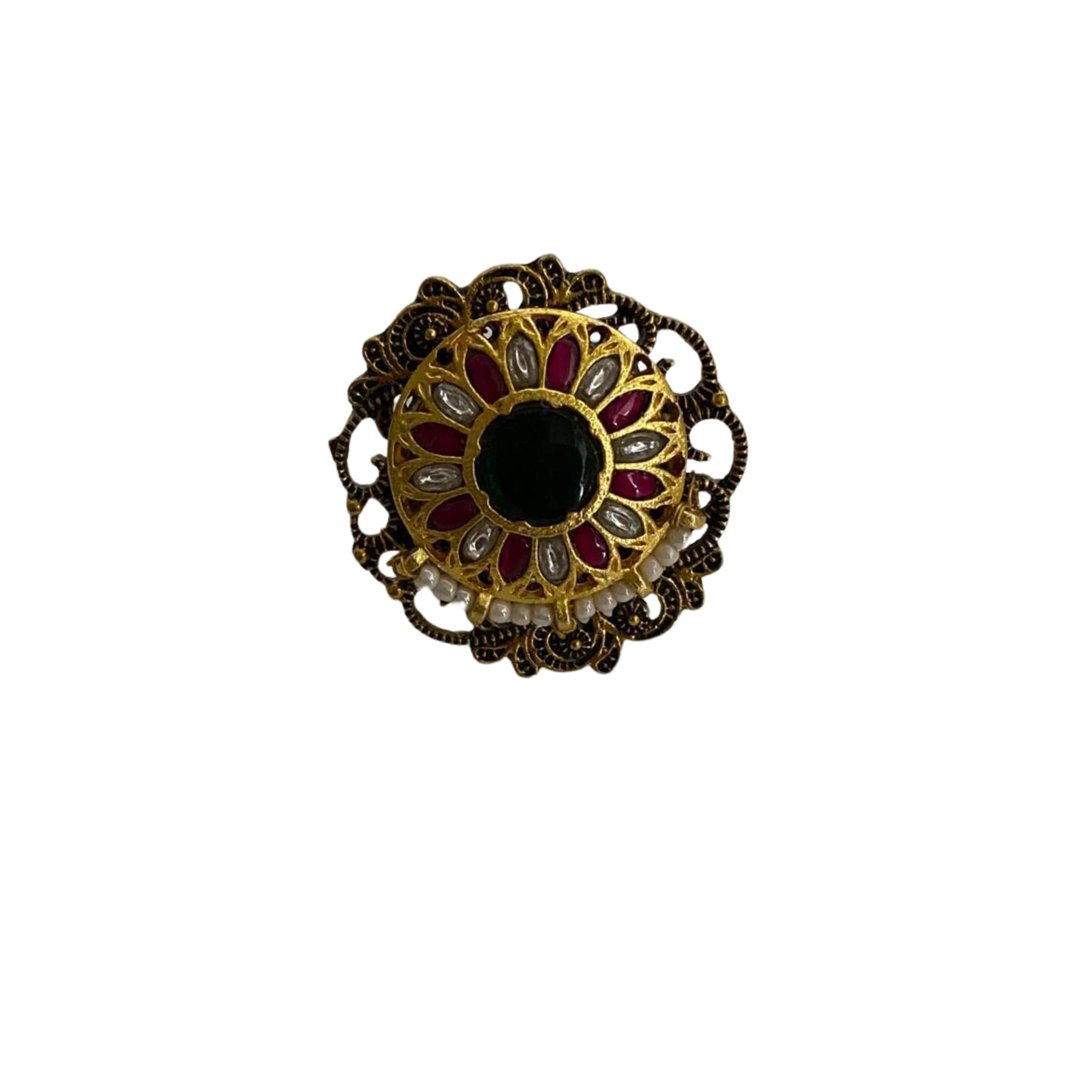 9rock The Regal Kundan Bloom Ring - kundan Jewellery