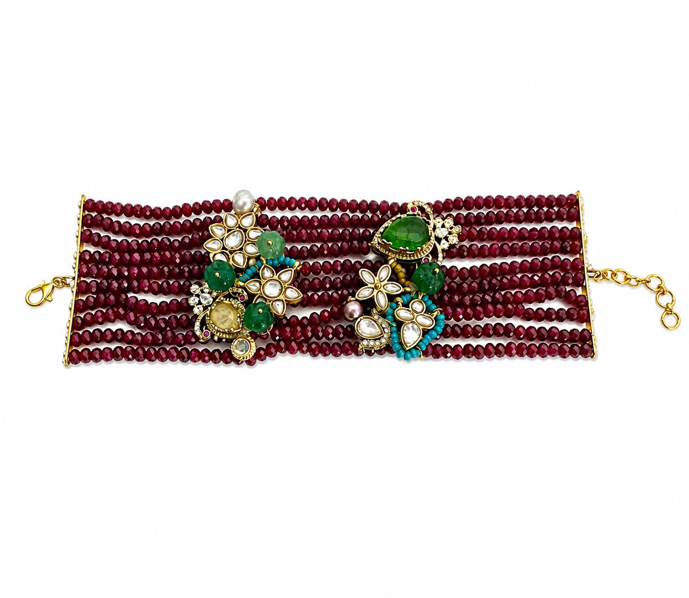 9rock The Emerald Bloom Kundan Bracelet - kundan Jewellery
