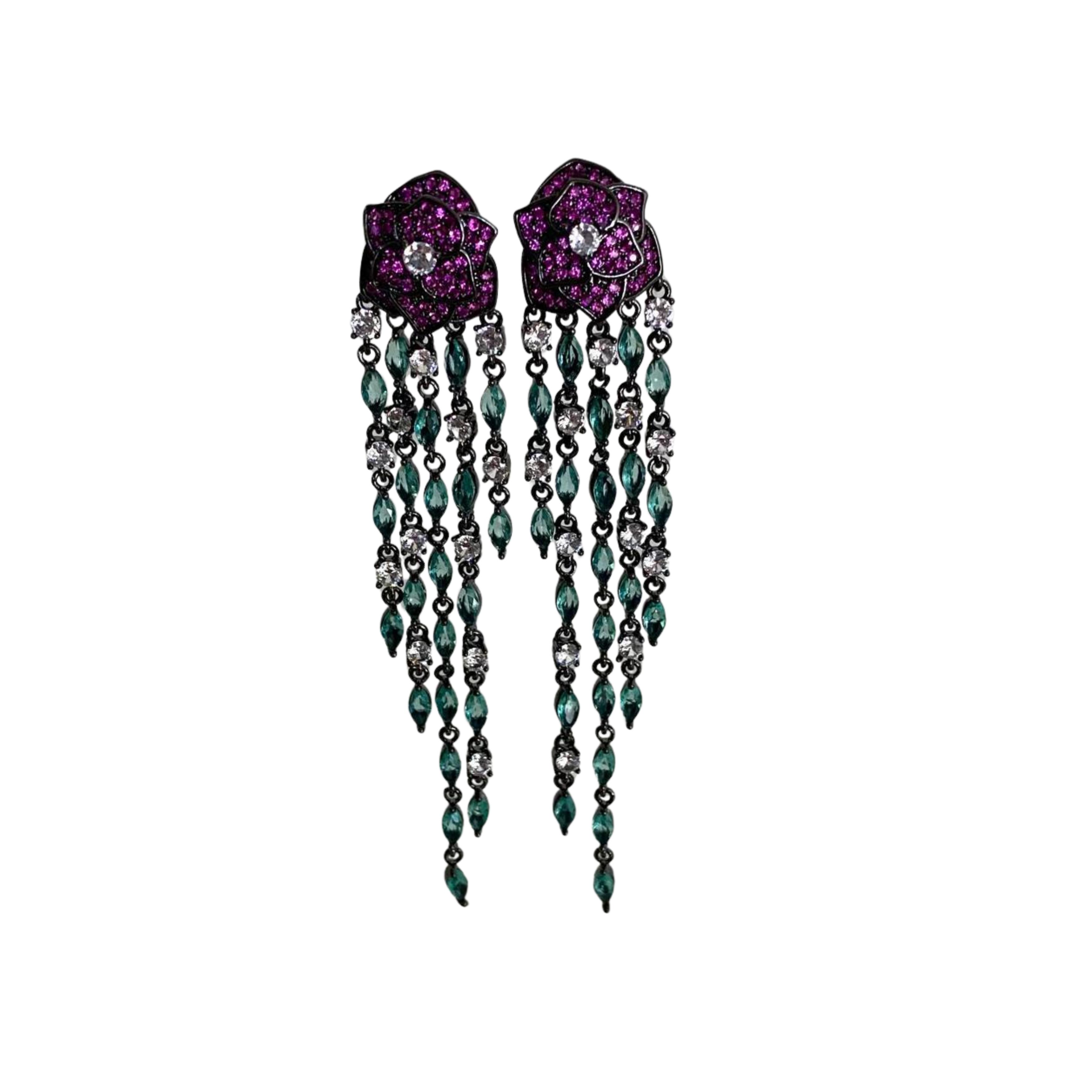 9rock The Amethyst Bloom Danglers Earrings - Diamond Jewellery