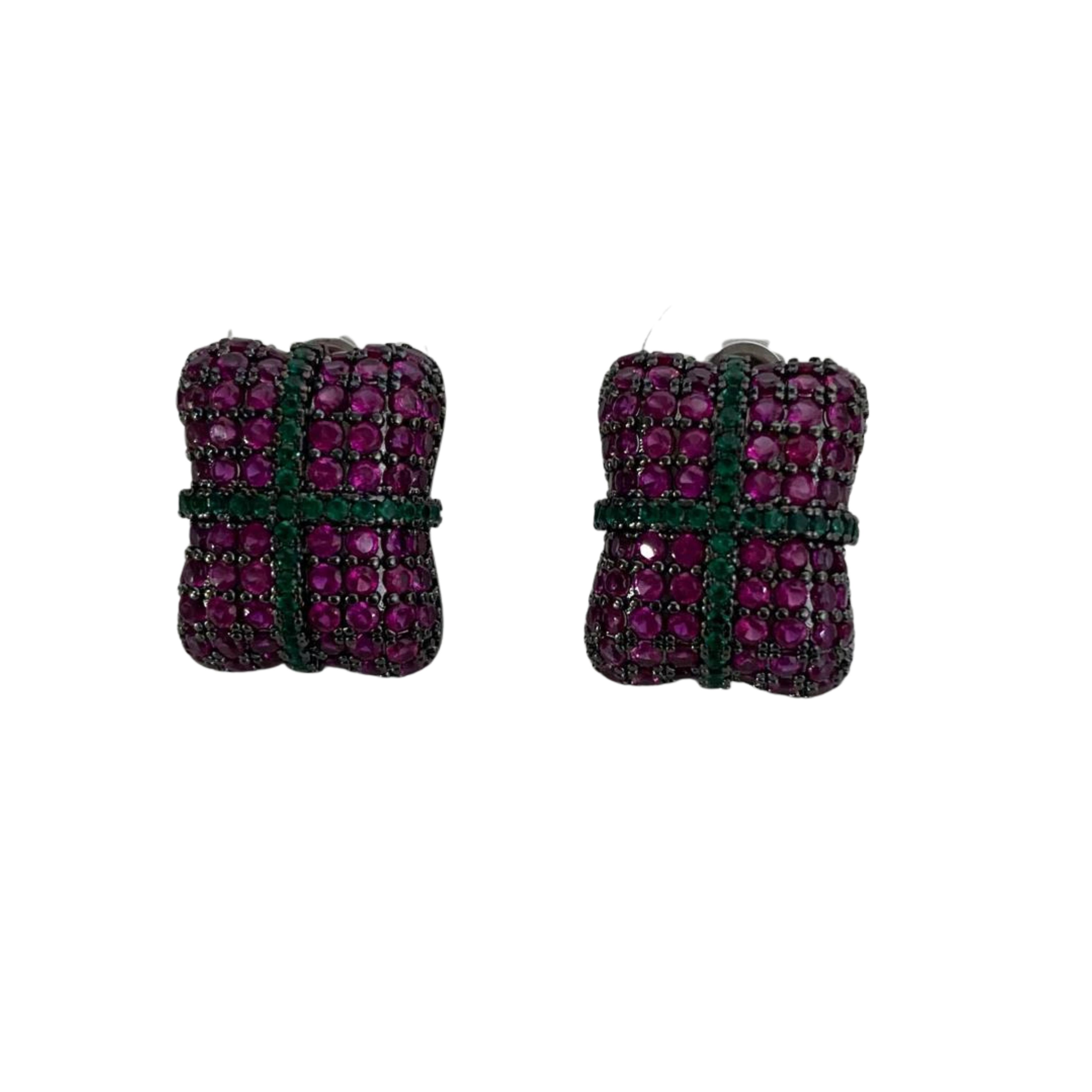 Gift Box Emerald Ruby Earrings