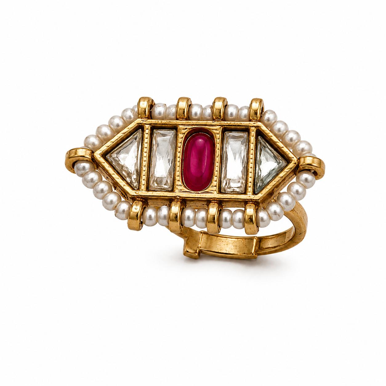9rock The Regal Ruby Kundan Ring - kundan Jewellery