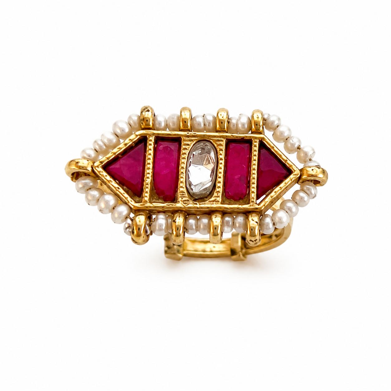 9rock The Ruby Lattice Kundan Ring - kundan Jewellery