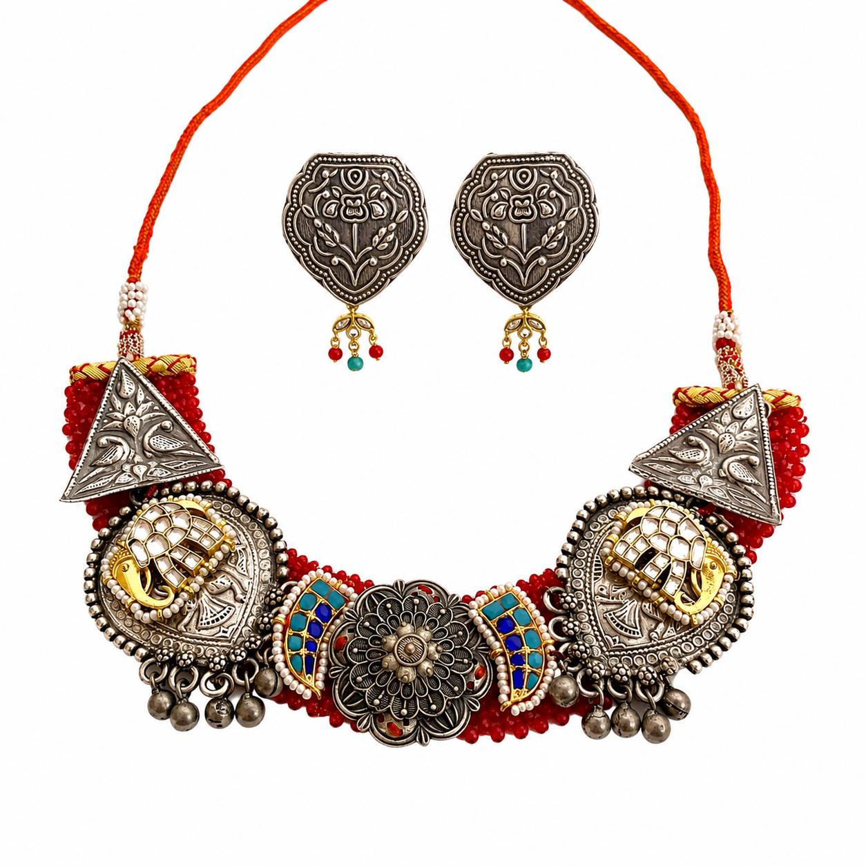 The Elefante Regal Choker Necklace & Earring Set