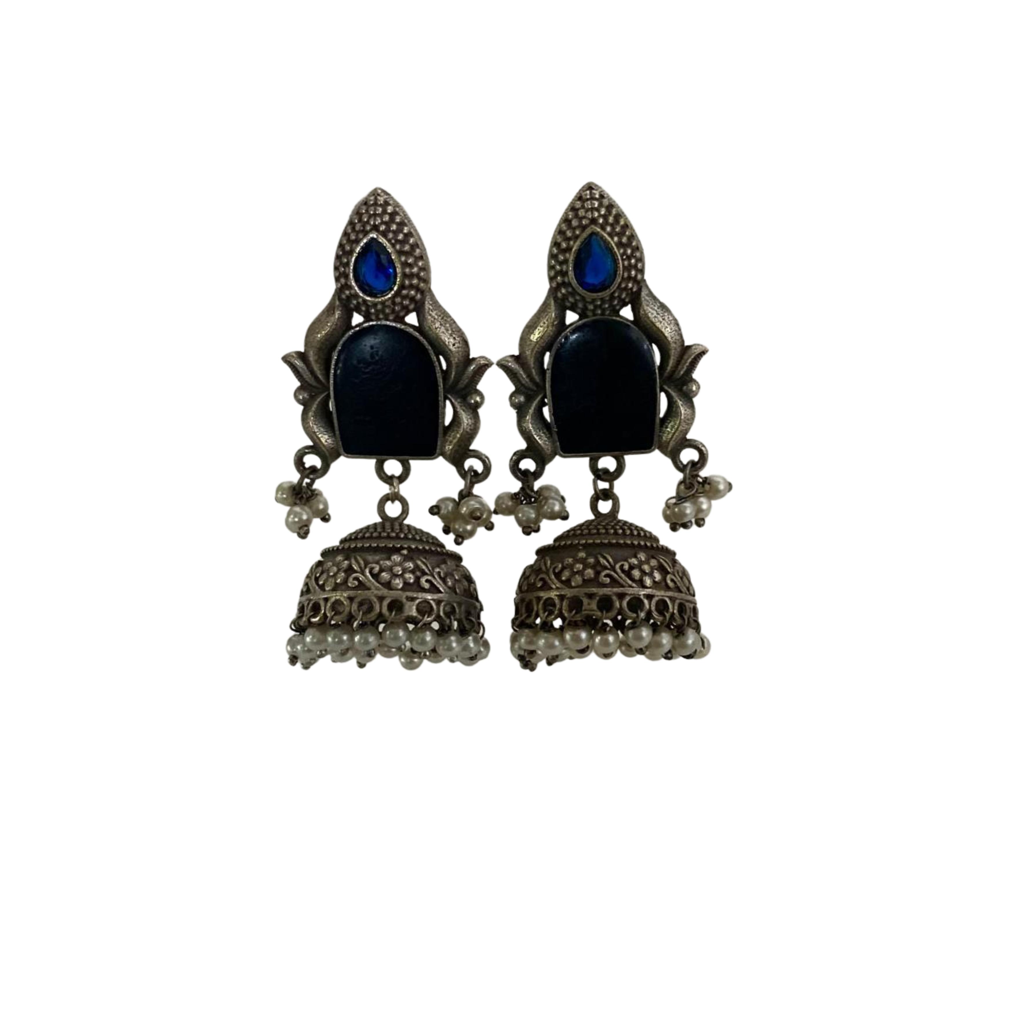 The Sapphire Pearl Jhumka Earrings