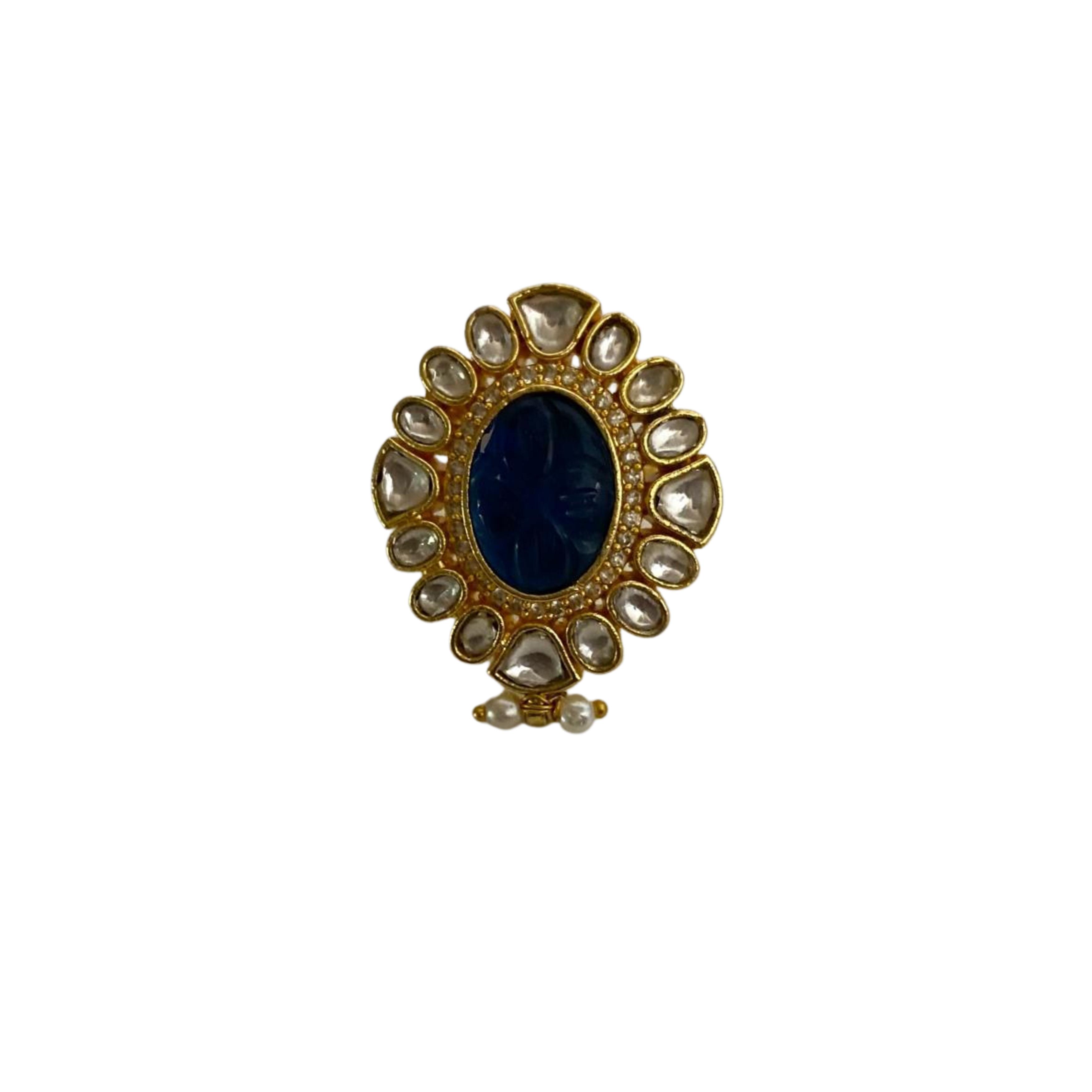 9rock The Royal Sapphire Kundan Ring - kundan Jewellery
